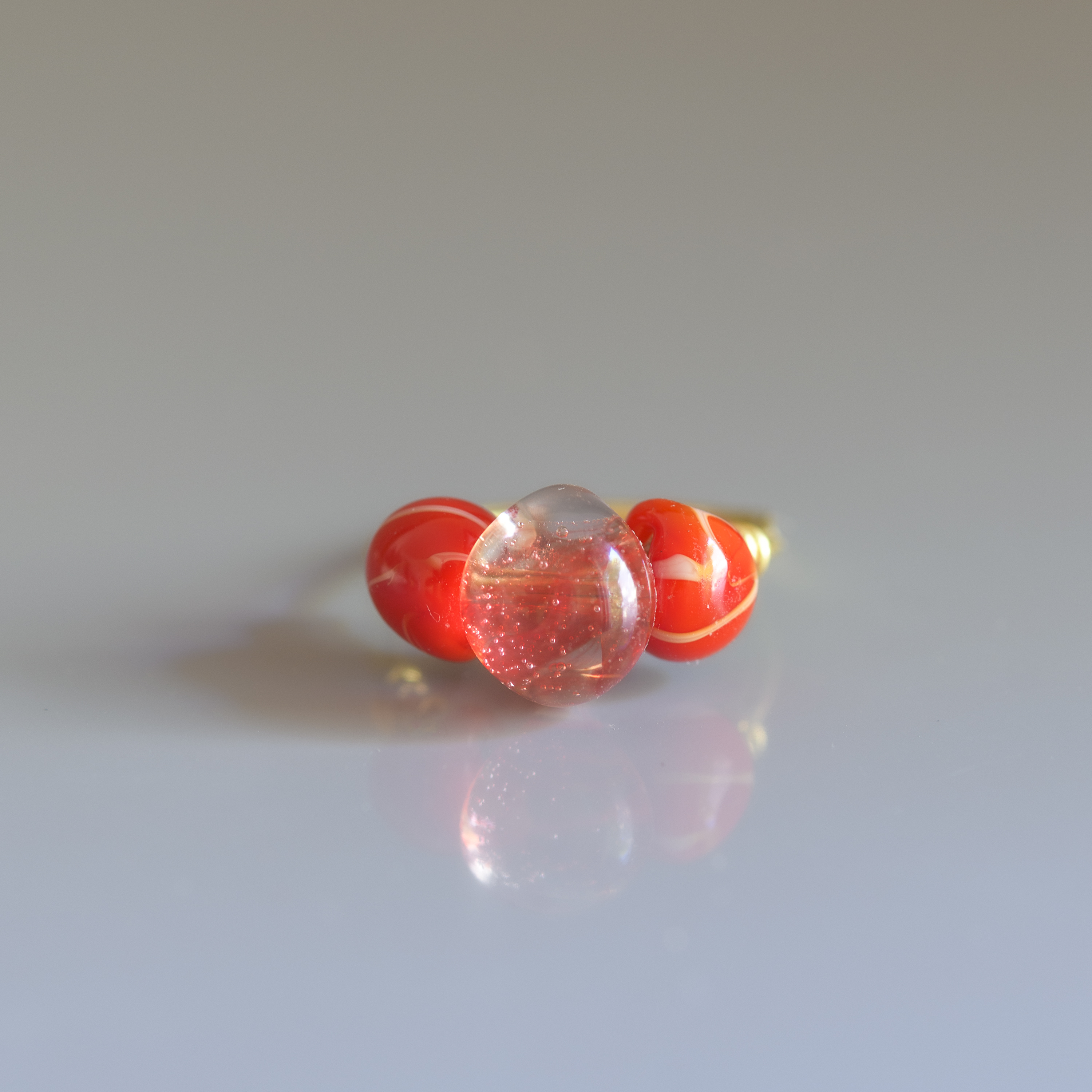Red Glass Bead Ring