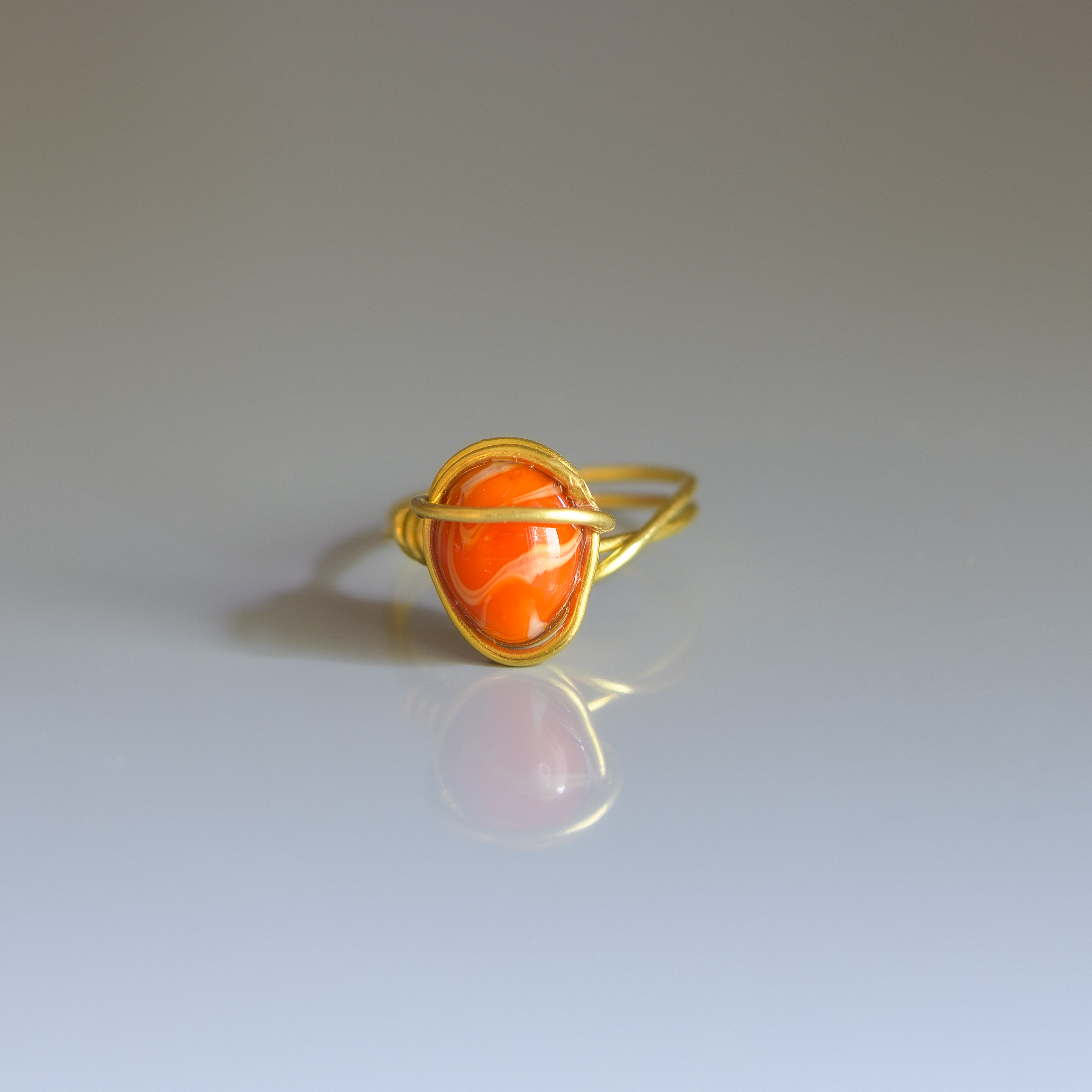 Orange Gemstone Wire Wrapped Ring