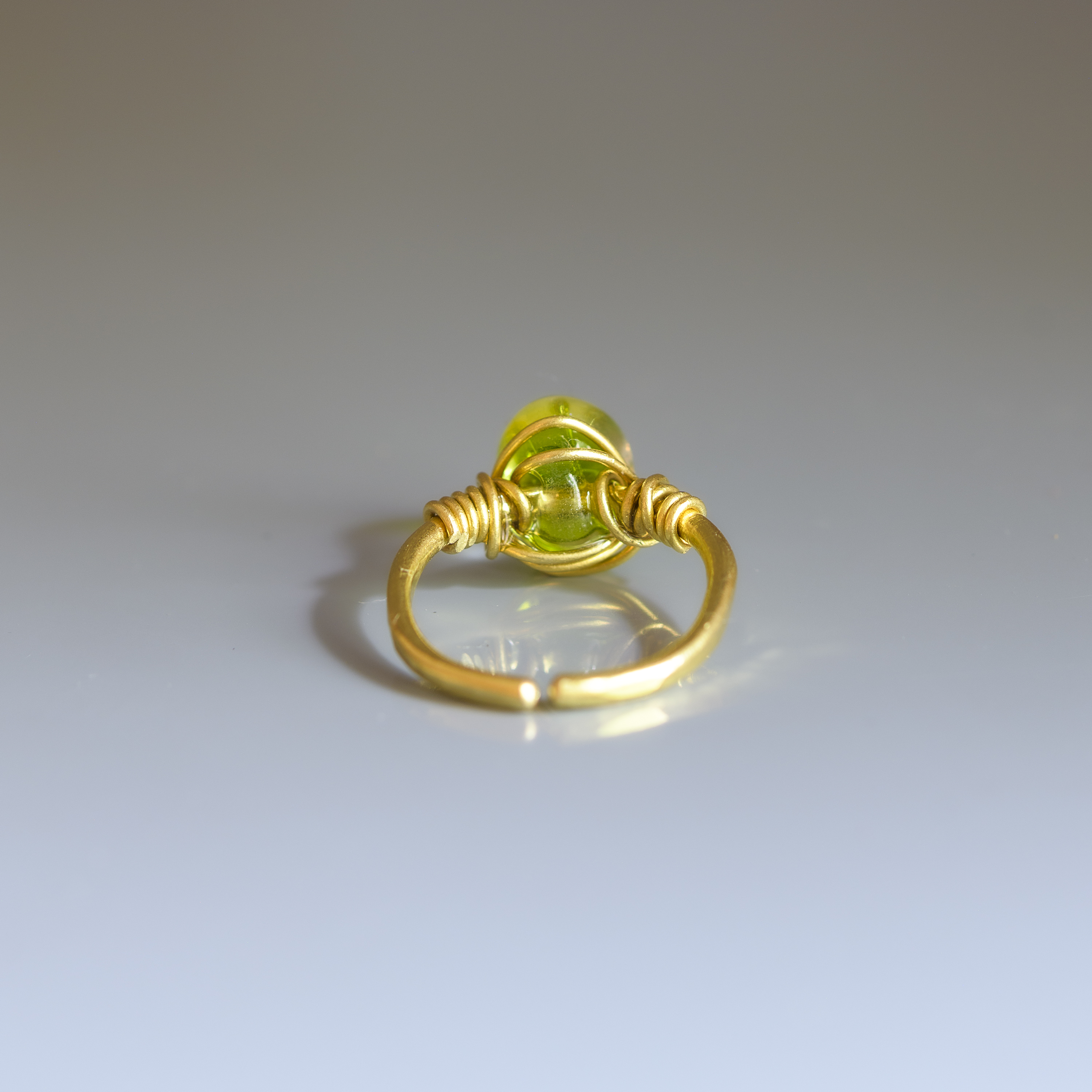 Gold Wire Green Gemstone Ring
