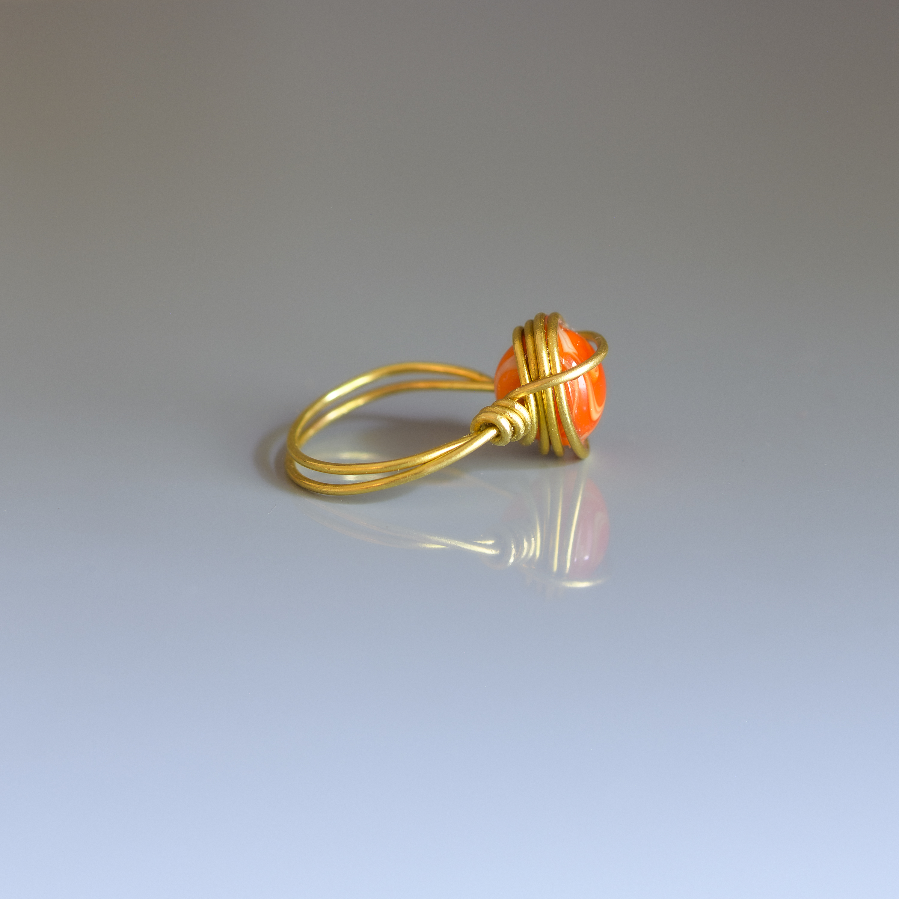 Orange Gemstone Wire Wrapped Ring