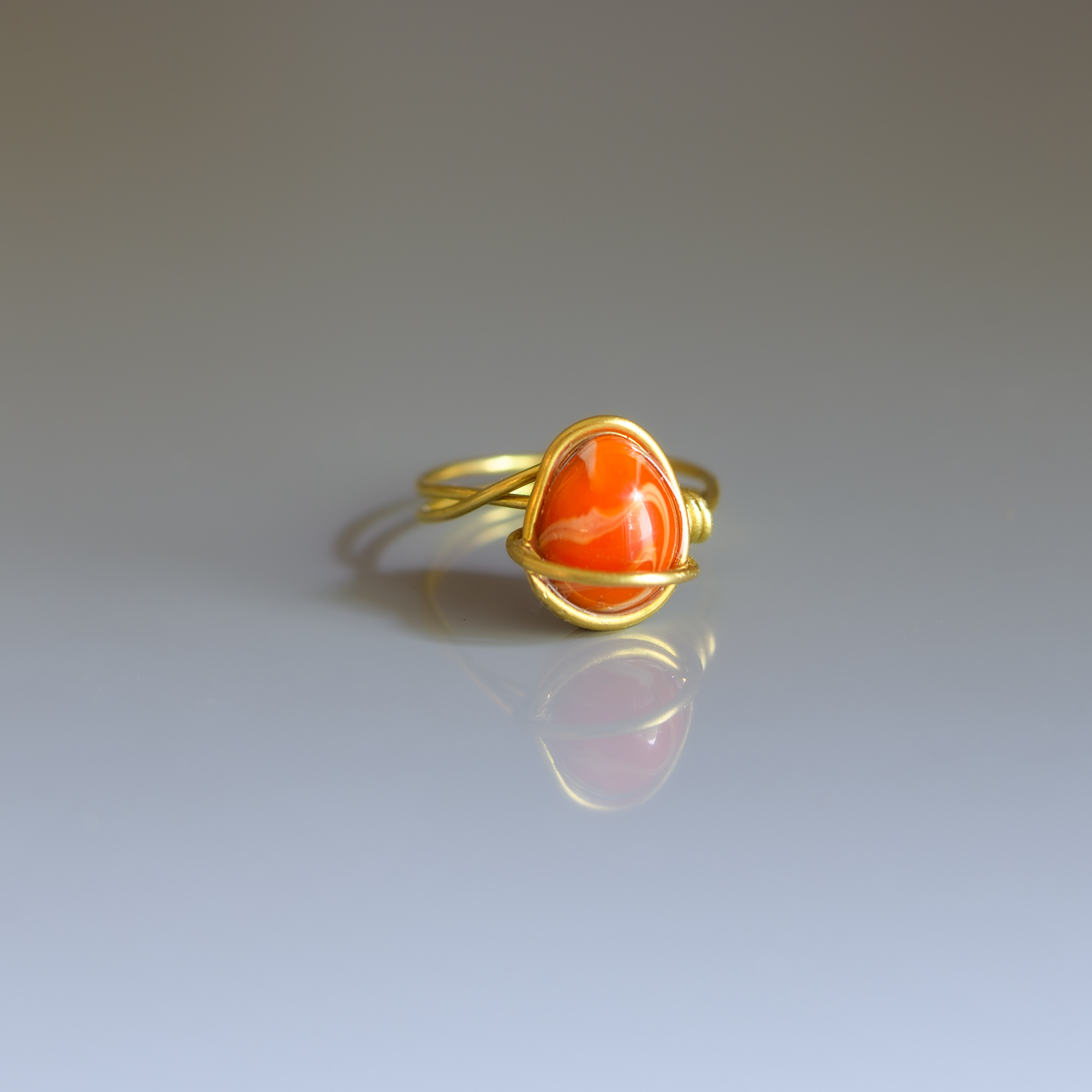 Orange Gemstone Wire Wrapped Ring