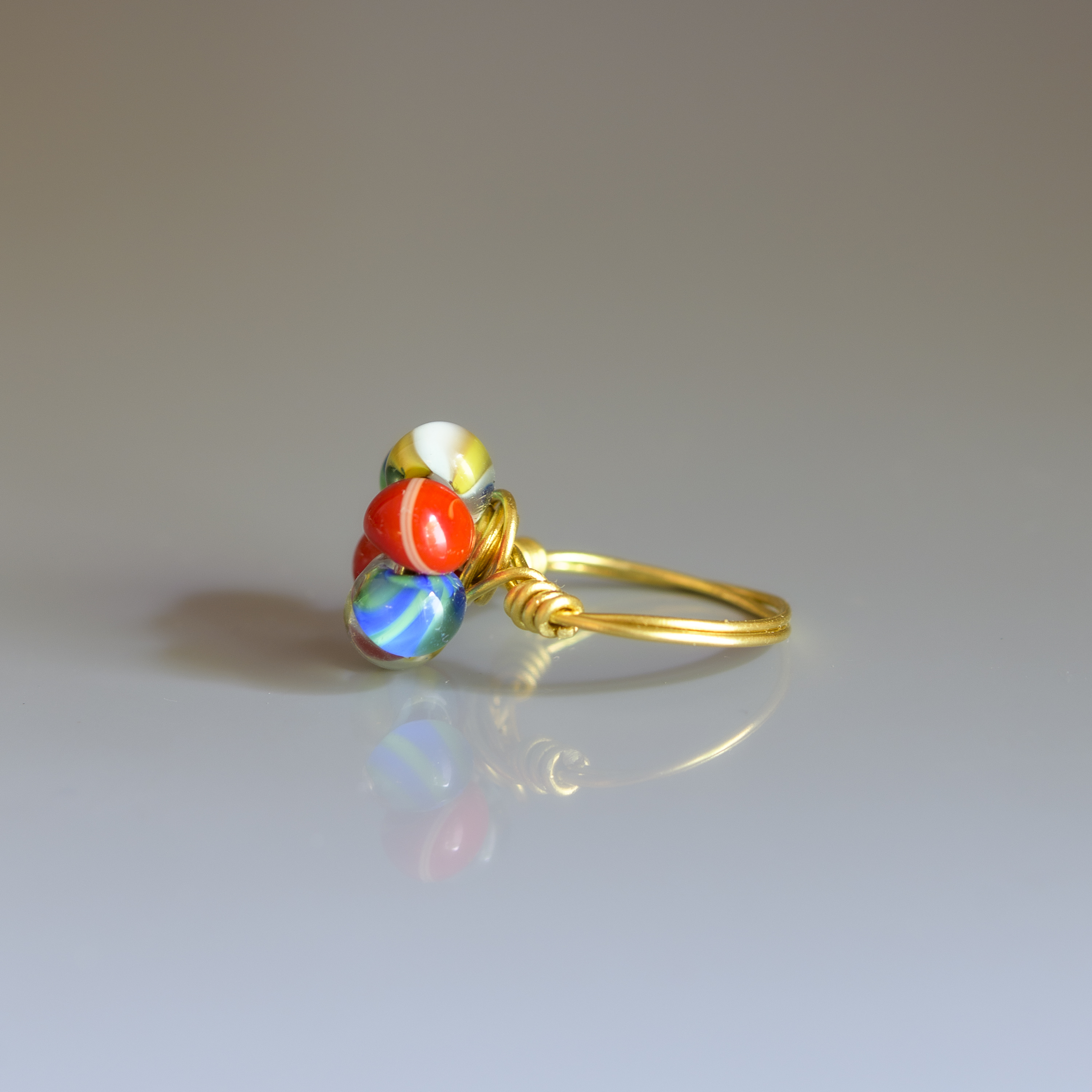 Colorful Beaded Wire Ring