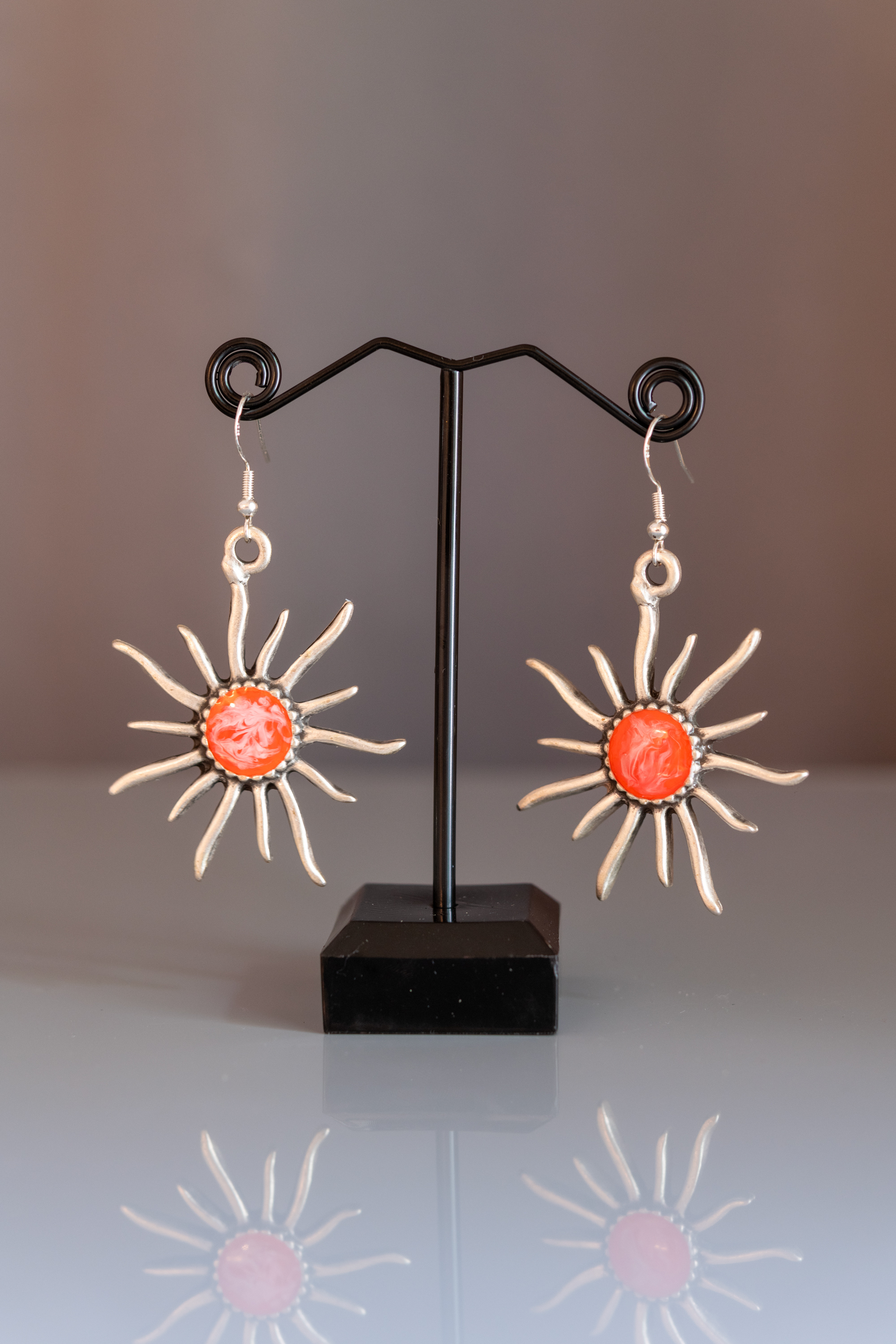 Sunburst Coral colored Earrings