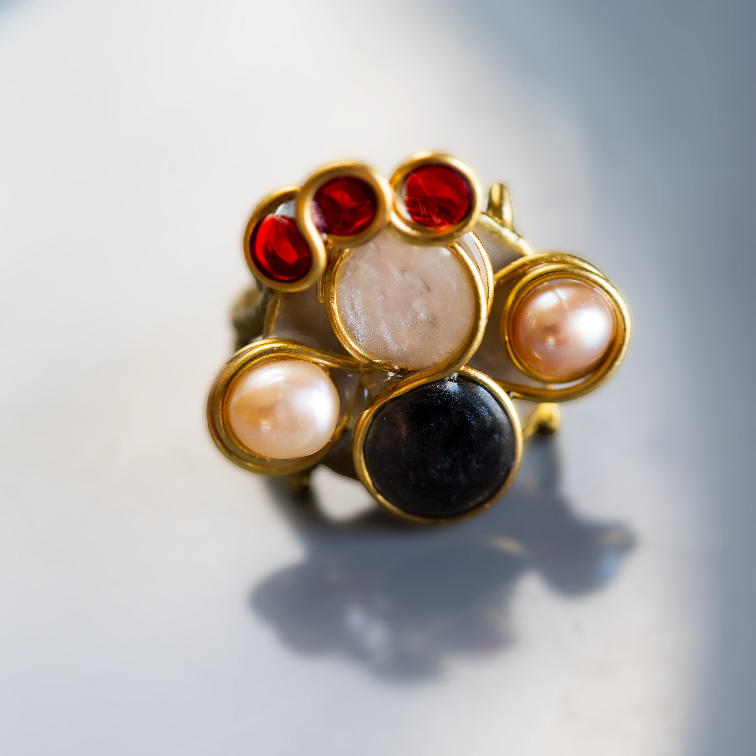 Gemstone Cluster Gold Ring