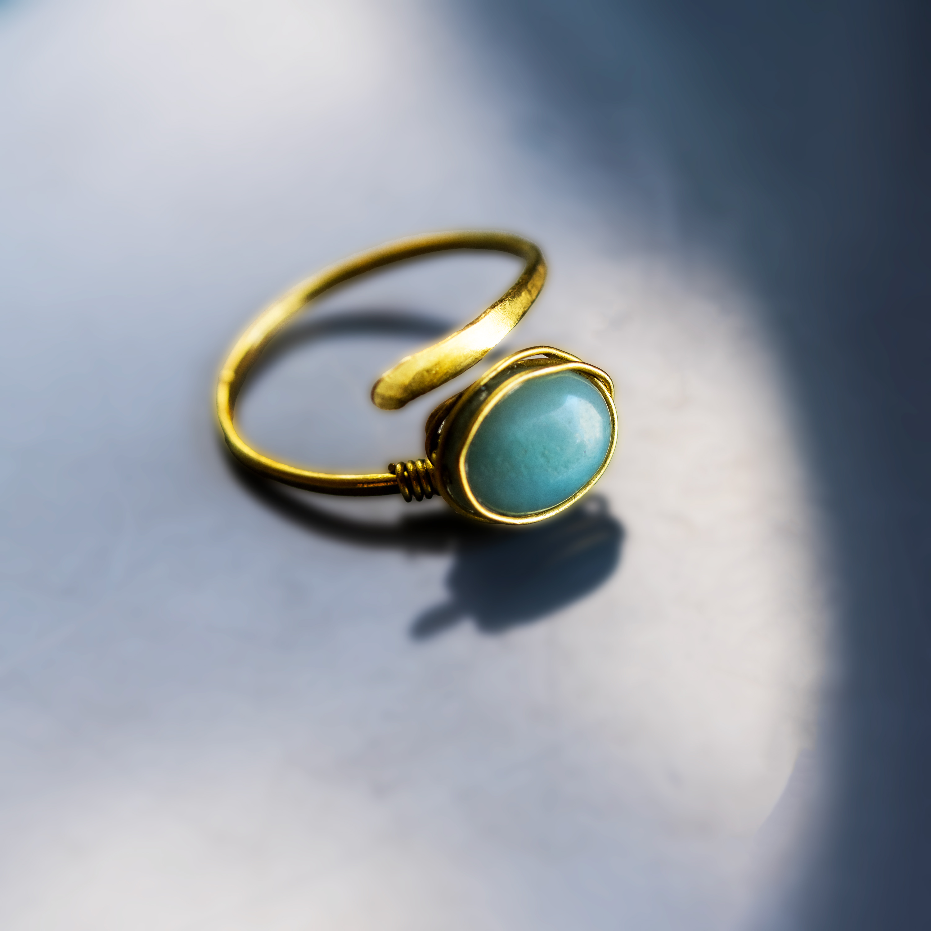 Gold Turquoise Adjustable Ring