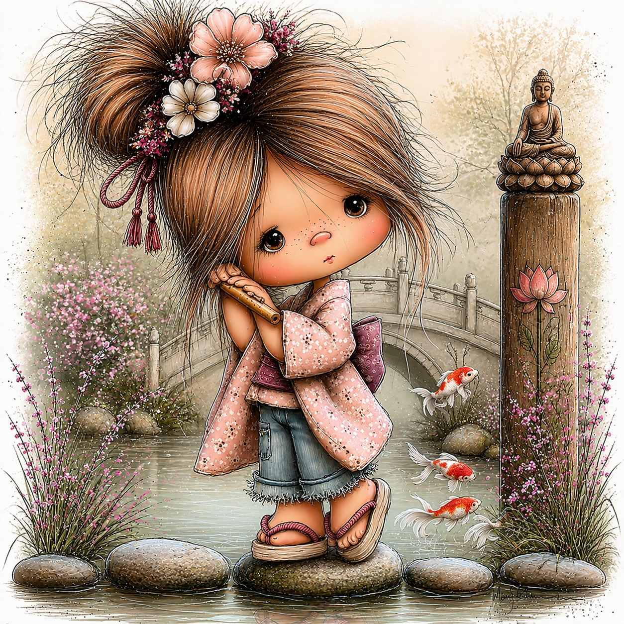 Cute Kawaii Girl Digital Art