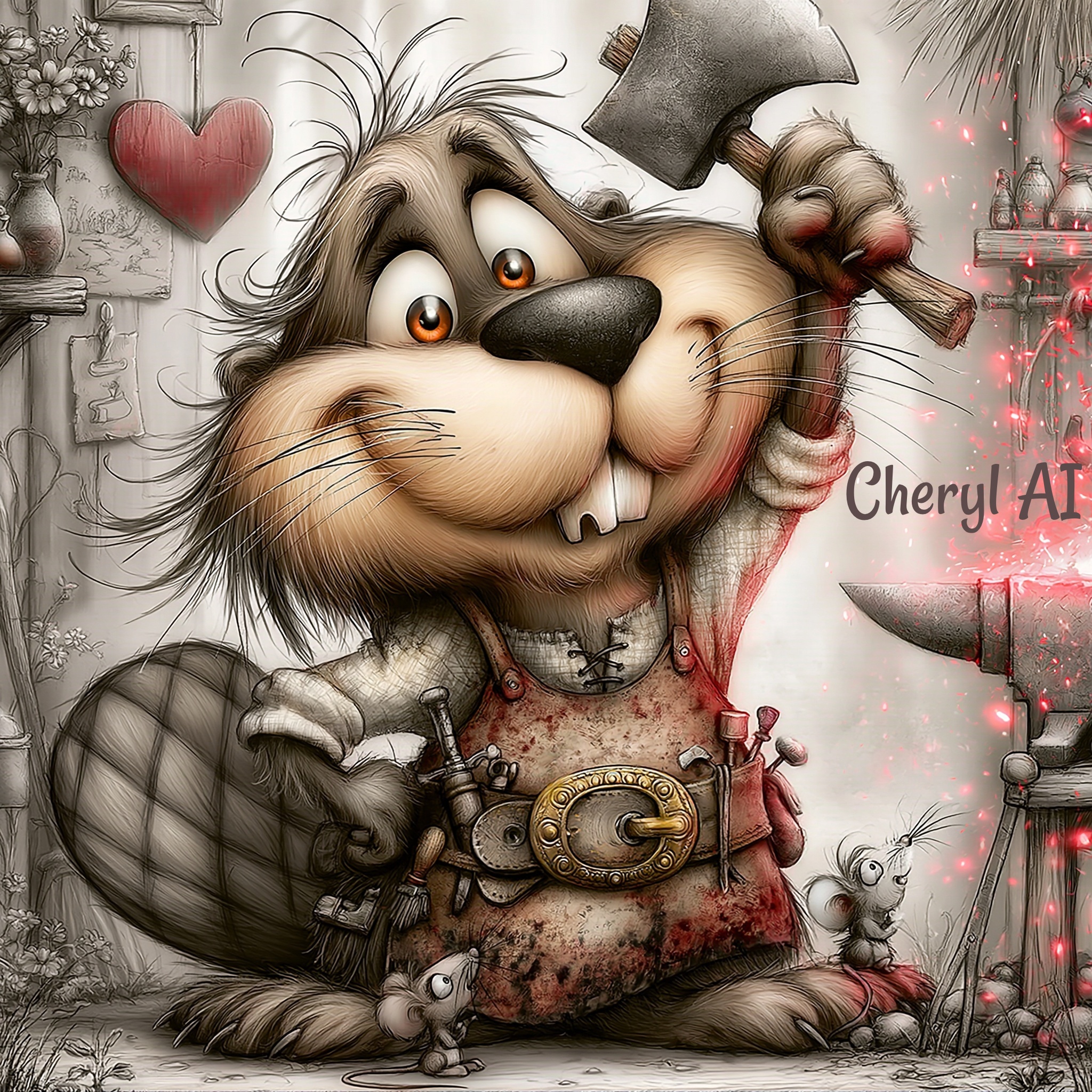 Cheerful Beaver Digital Art