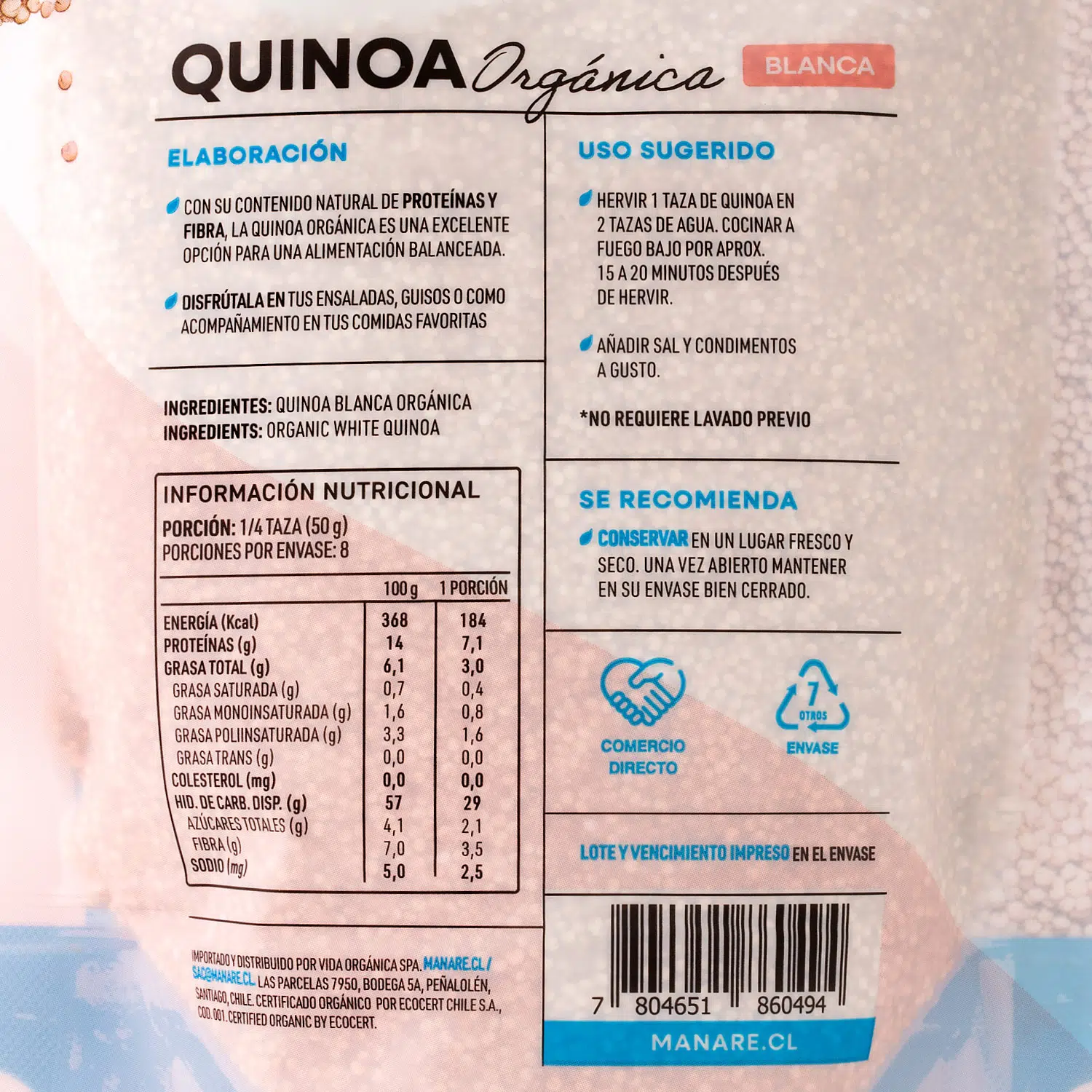 Quinoa Blanca Orgánica 400g