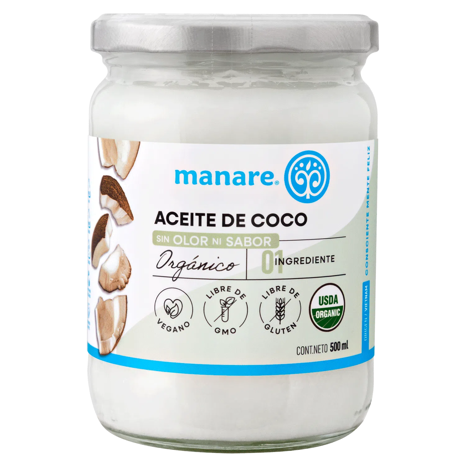 Aceite de Coco Sin Olor 500ml Orgánico