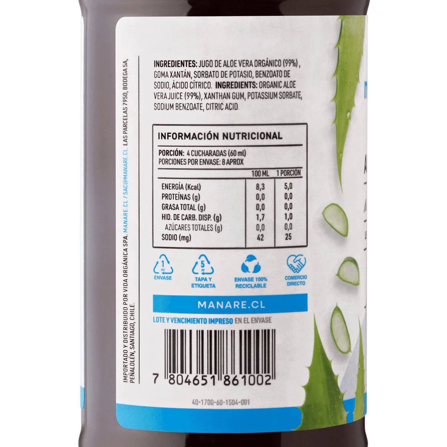 Aloe vera gel 473ml Manare