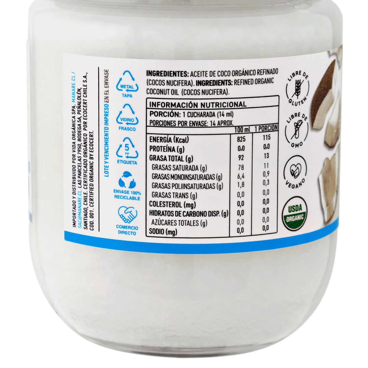 Aceite de Coco Sin Olor 200ml Orgánico