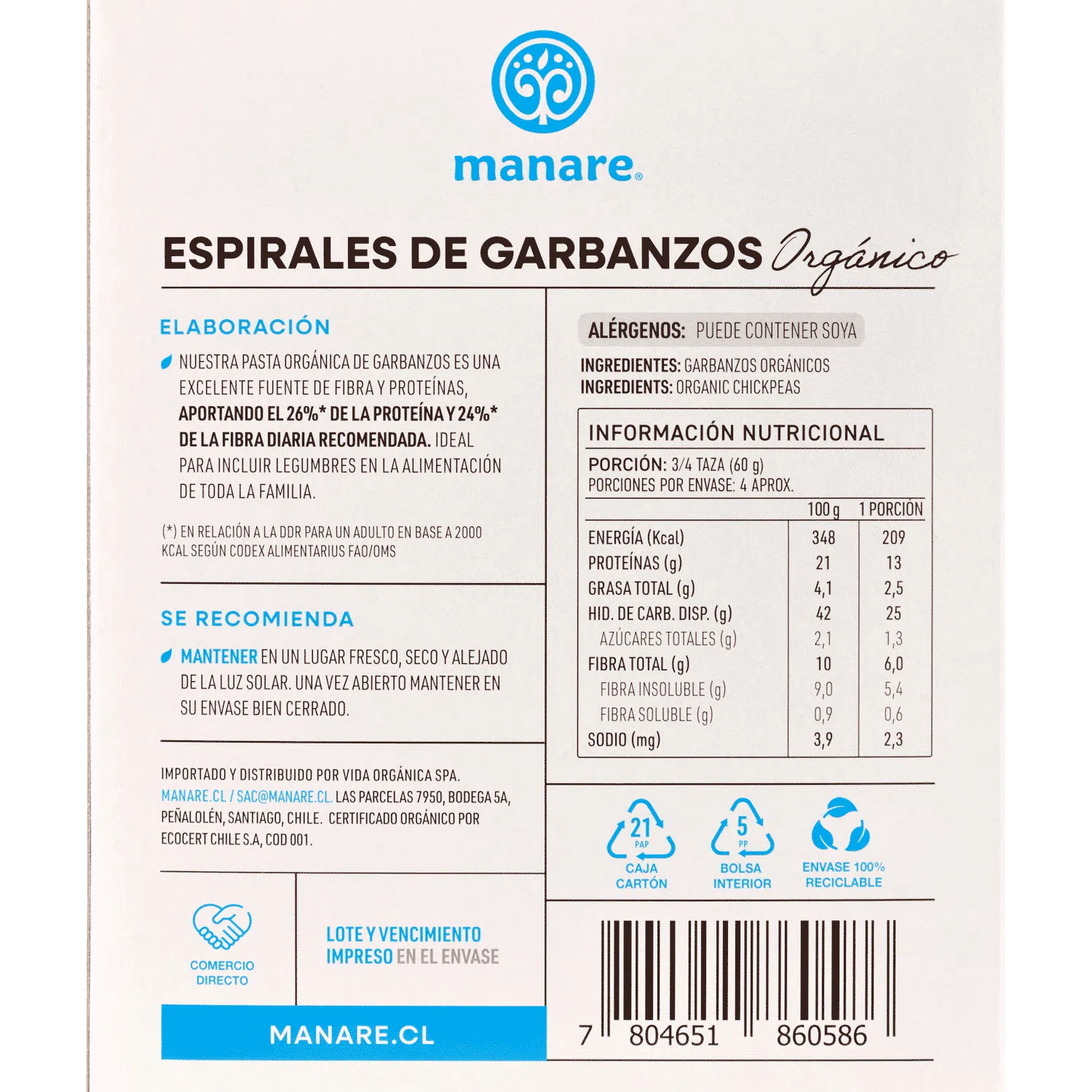 Espirales de Garbanzos Orgánicos 250g
