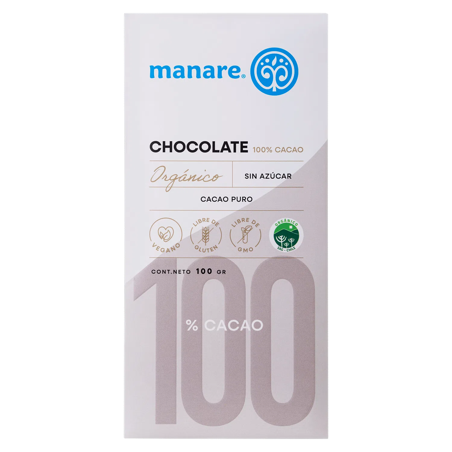 Chocolate 100% Cacao Orgánico 100g