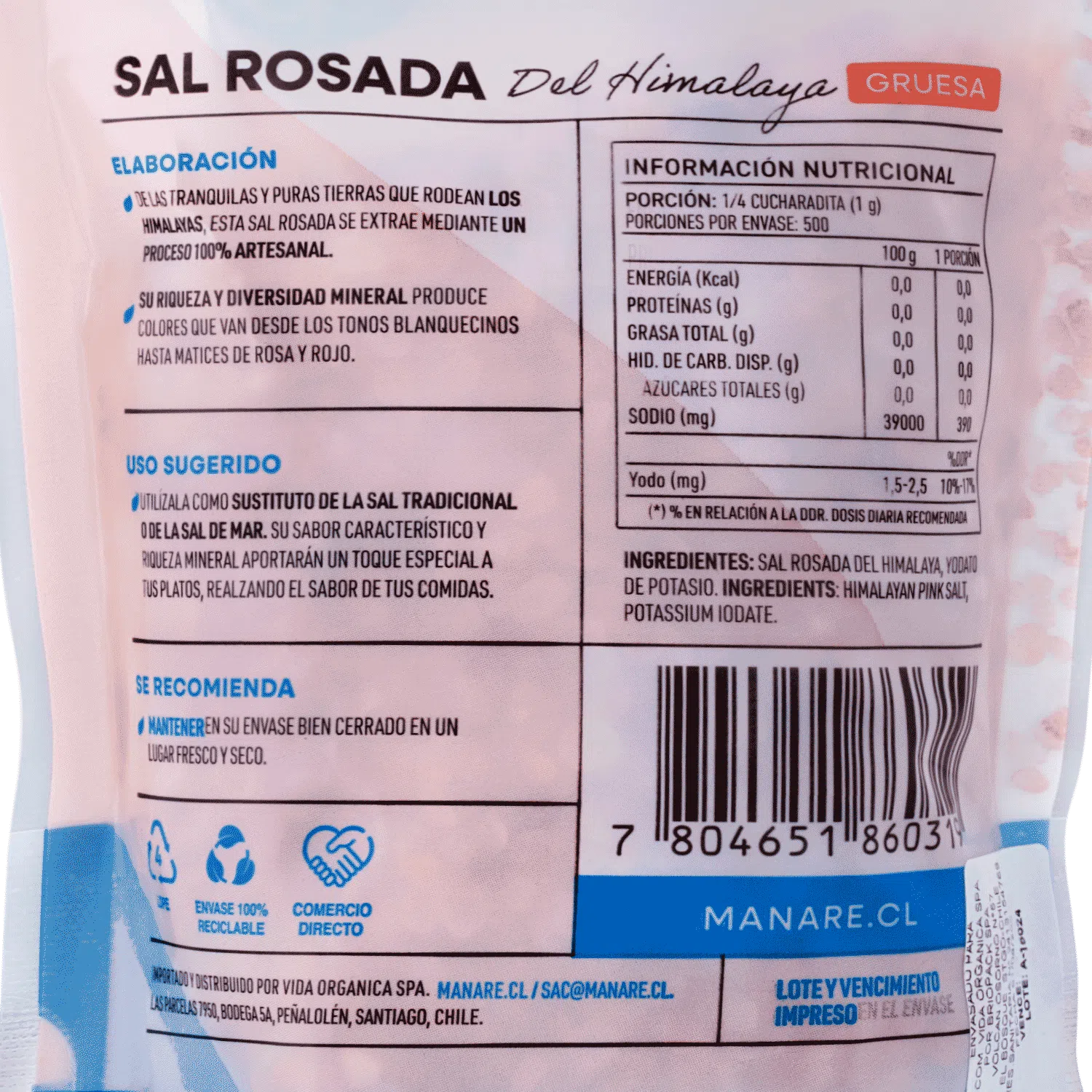 Sal Rosada Gruesa 500g