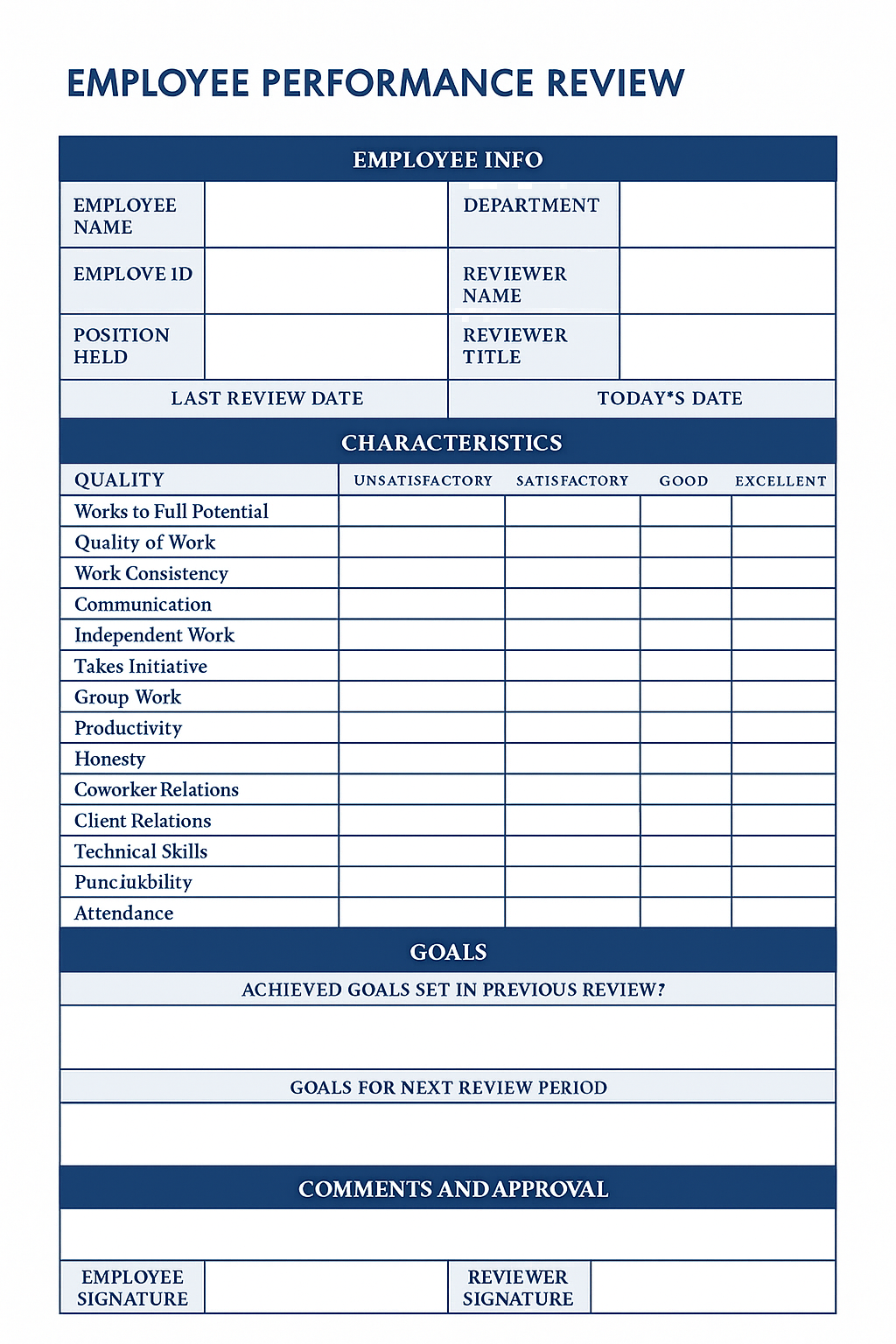 Employee Performance Review Template.