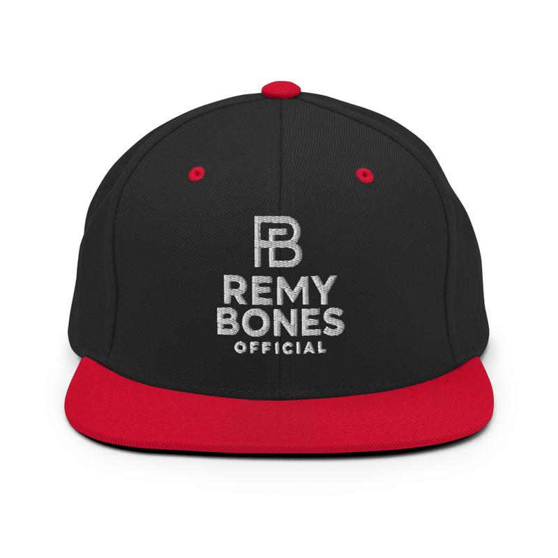 Remy Bones Official Snapback Hat White Logo