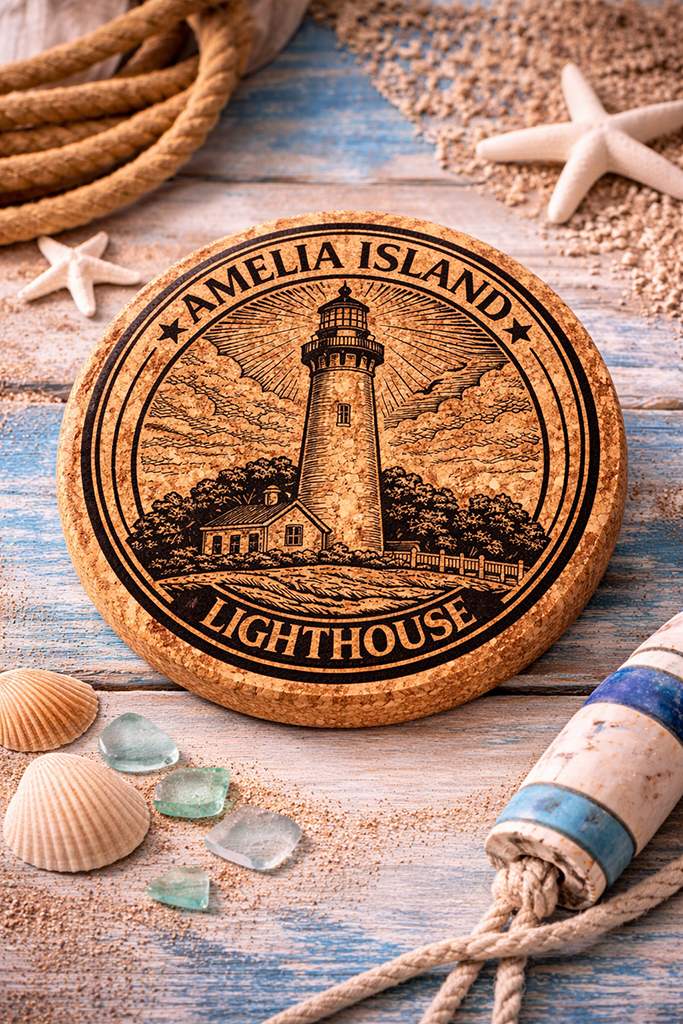 Amelia Island Lighthouse Cork Coasters