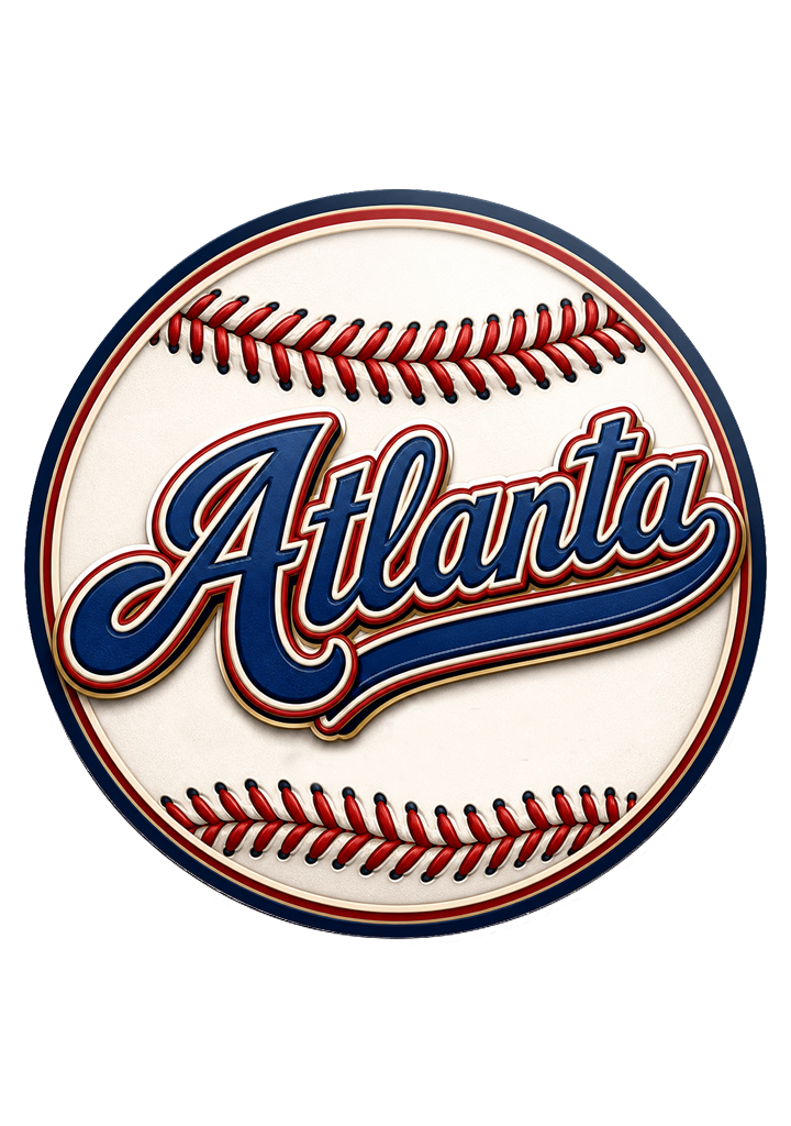 Atlanta Baseball Round Magnet