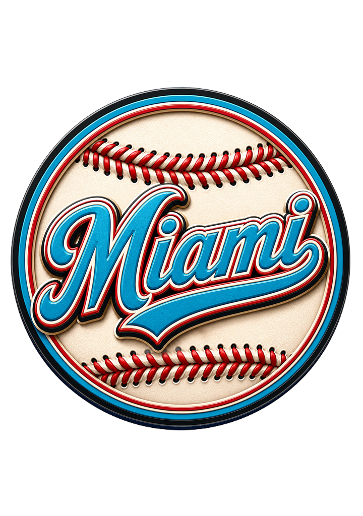 Miami Baseball Round Magnet