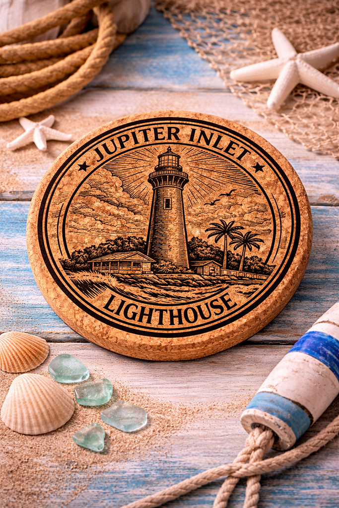 Jupiter Inlet Lighthouse Cork Coasters