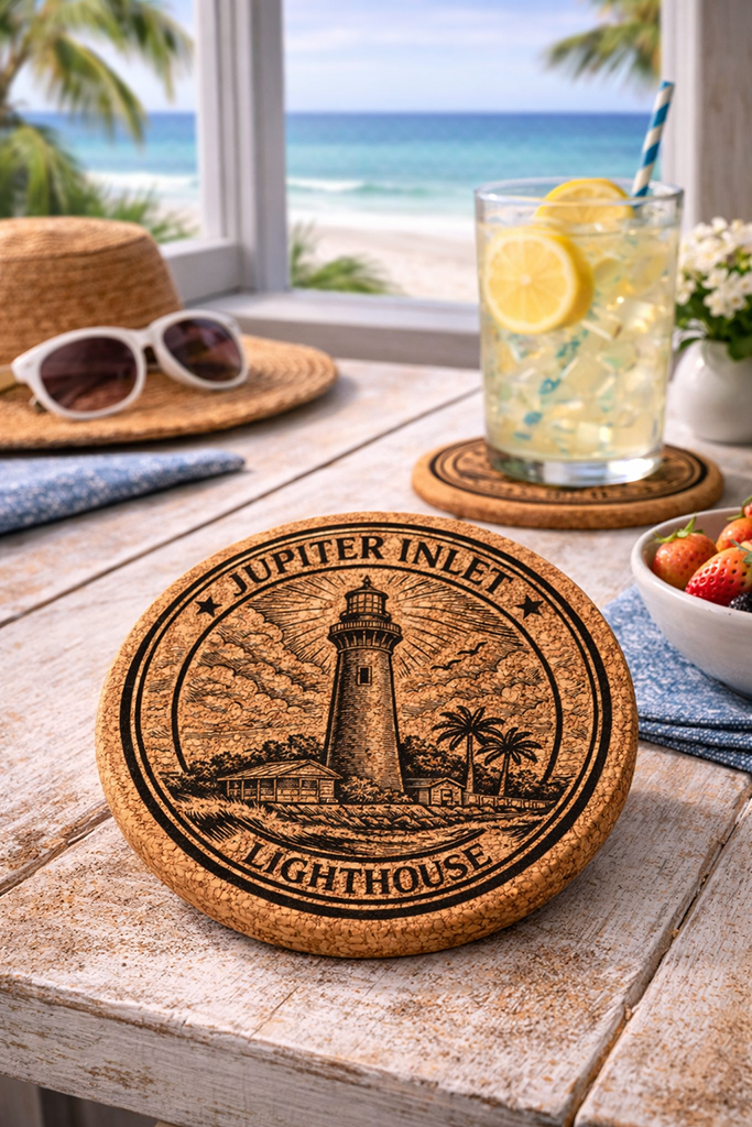 Jupiter Inlet Lighthouse Cork Coasters