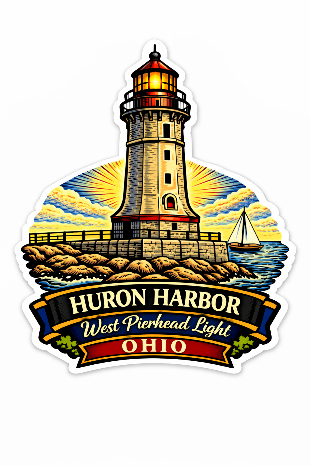 Huron Harbor Lighthouse Sticker