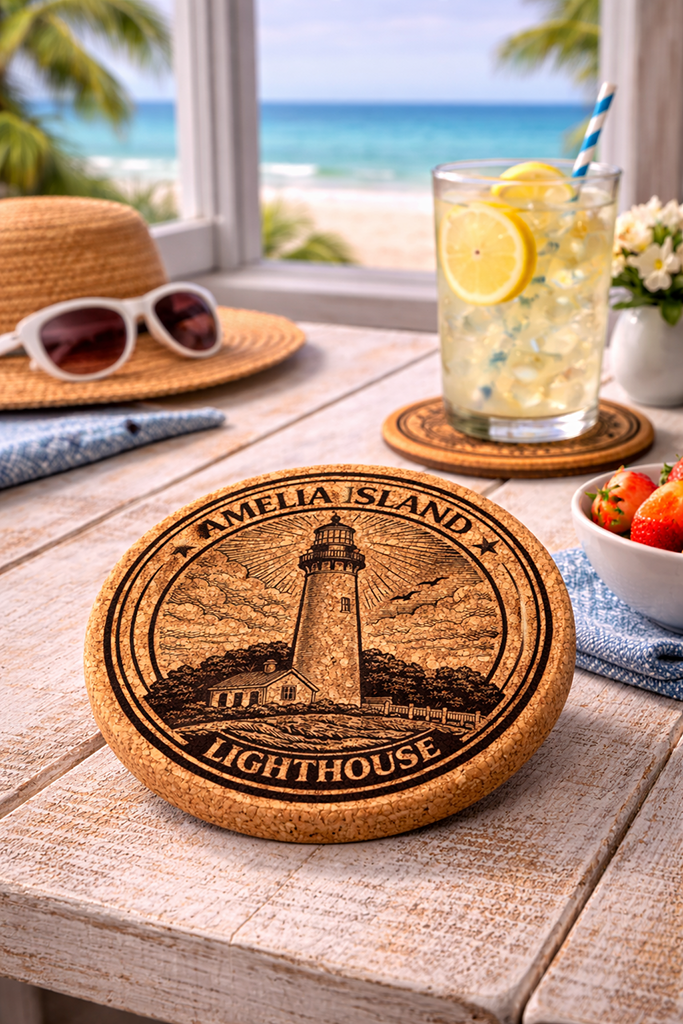 Amelia Island Lighthouse Cork Coasters