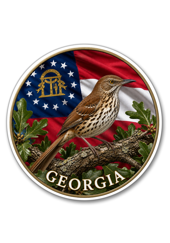 Georgia State Bird and State Flag Sticker