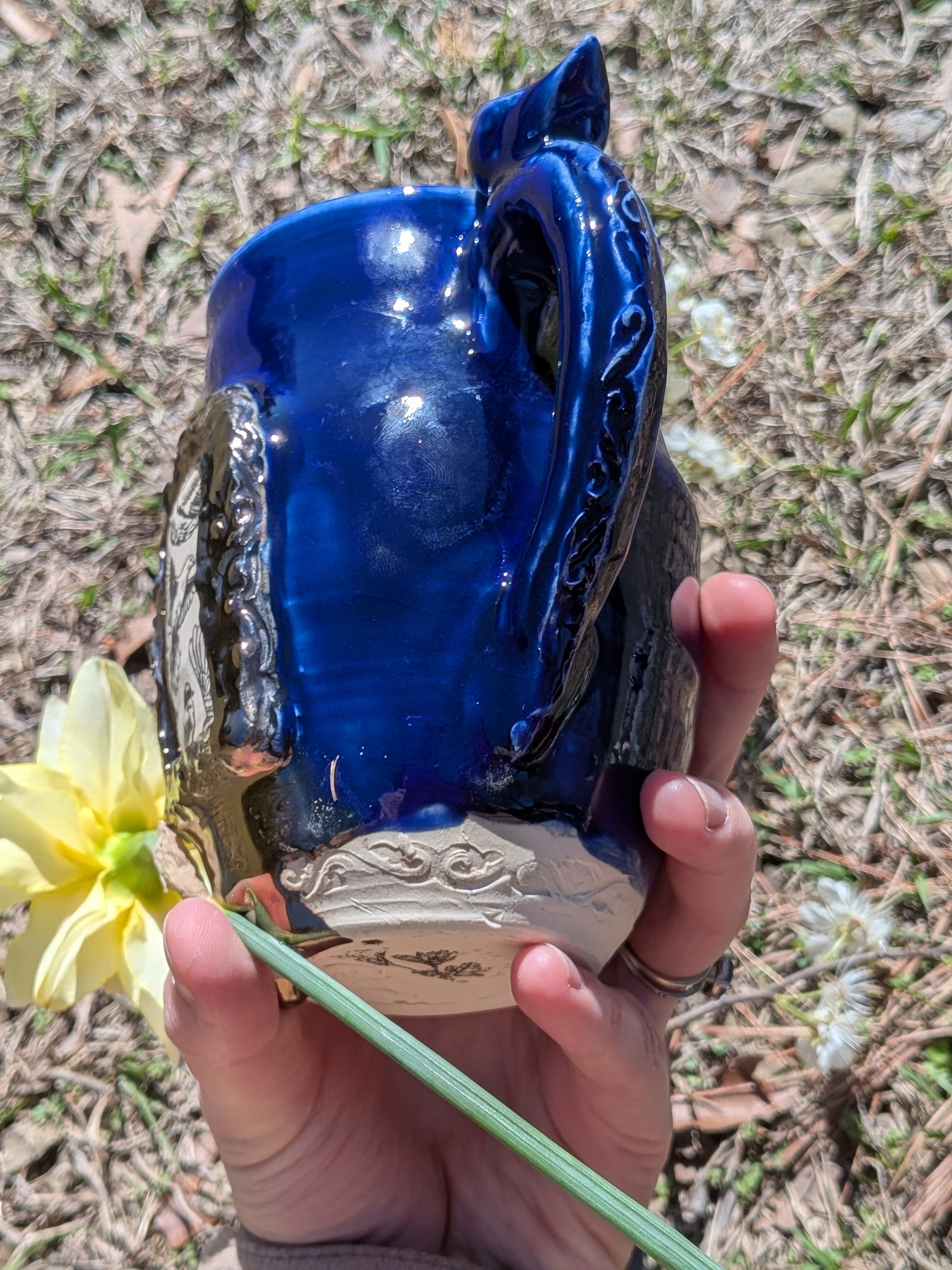 Gold Frame Cobalt Porcelain Mug