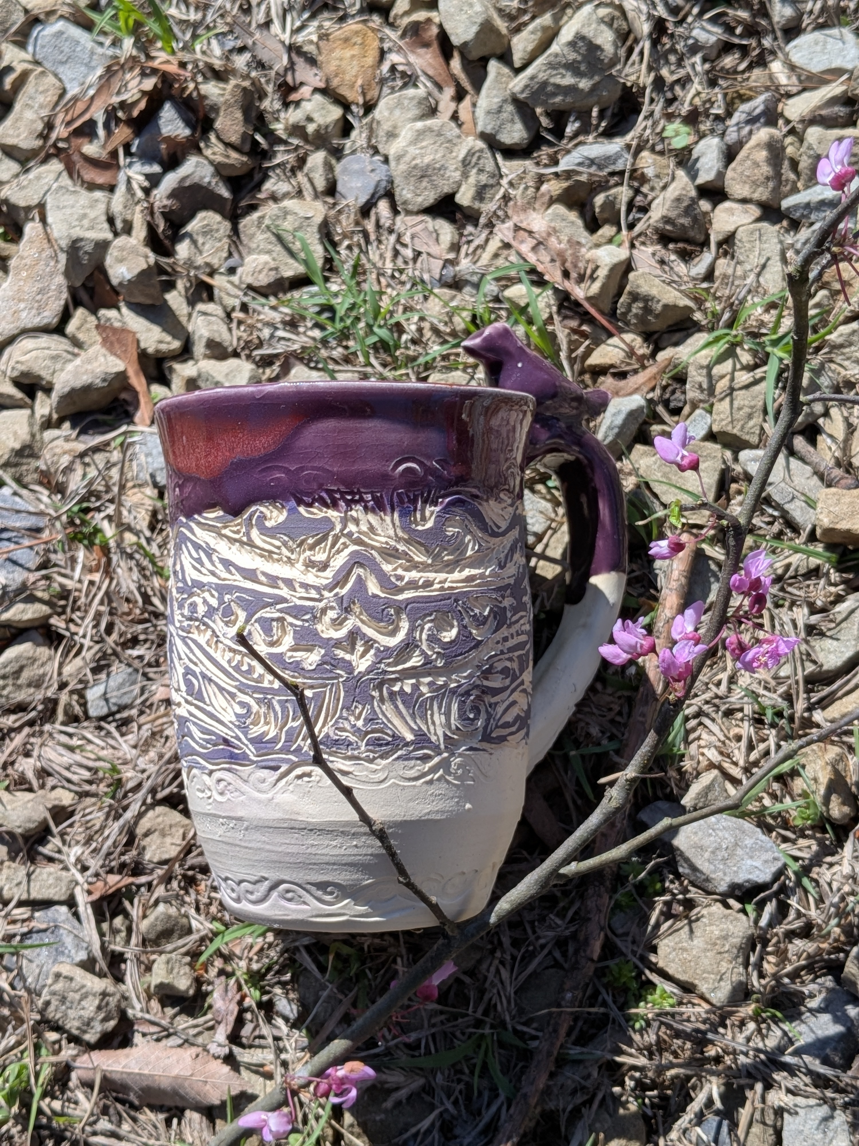 Purple Eagle Sgrafitto Mug