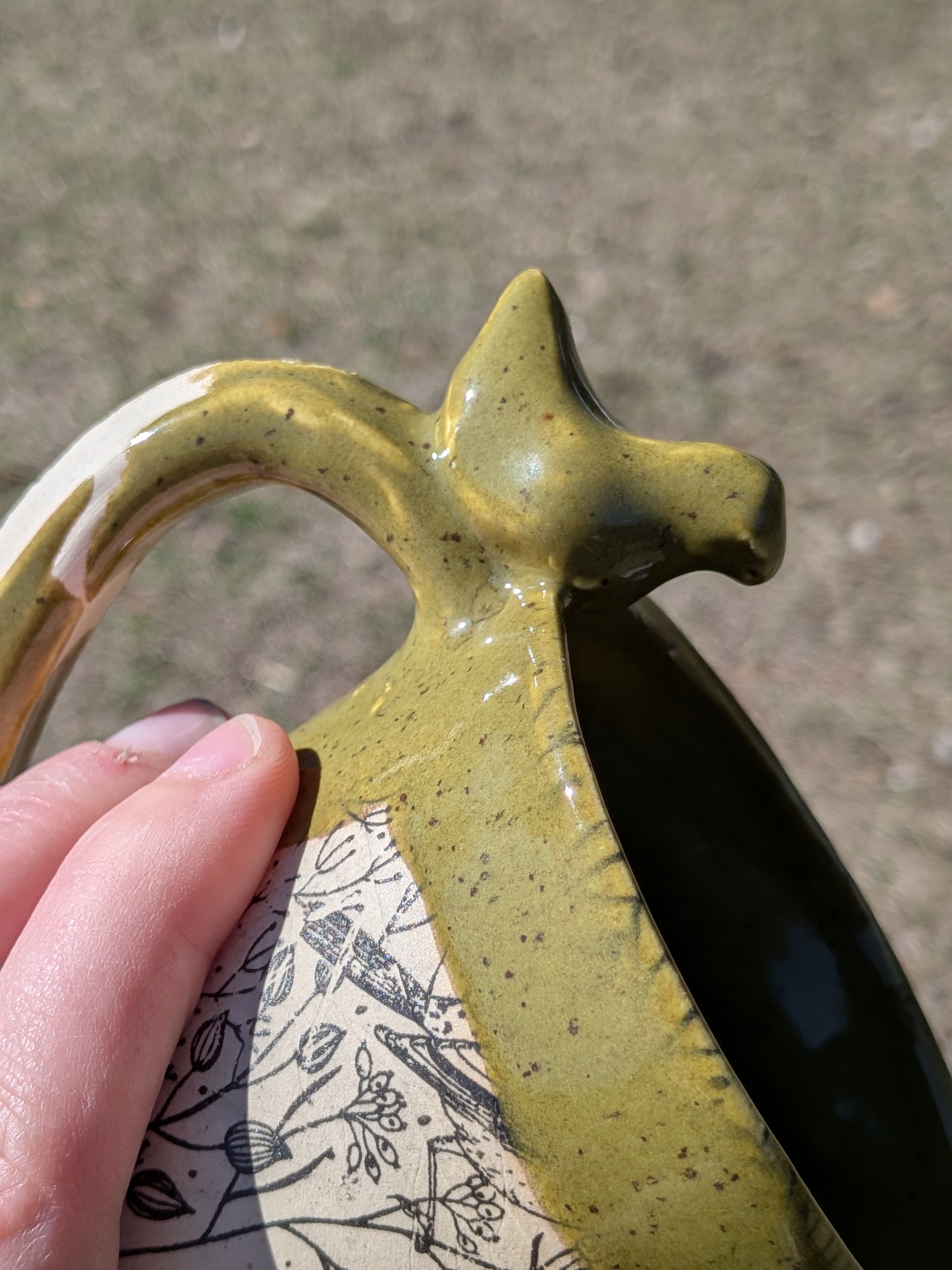 Olive Speckle Porcelain Bird Mug