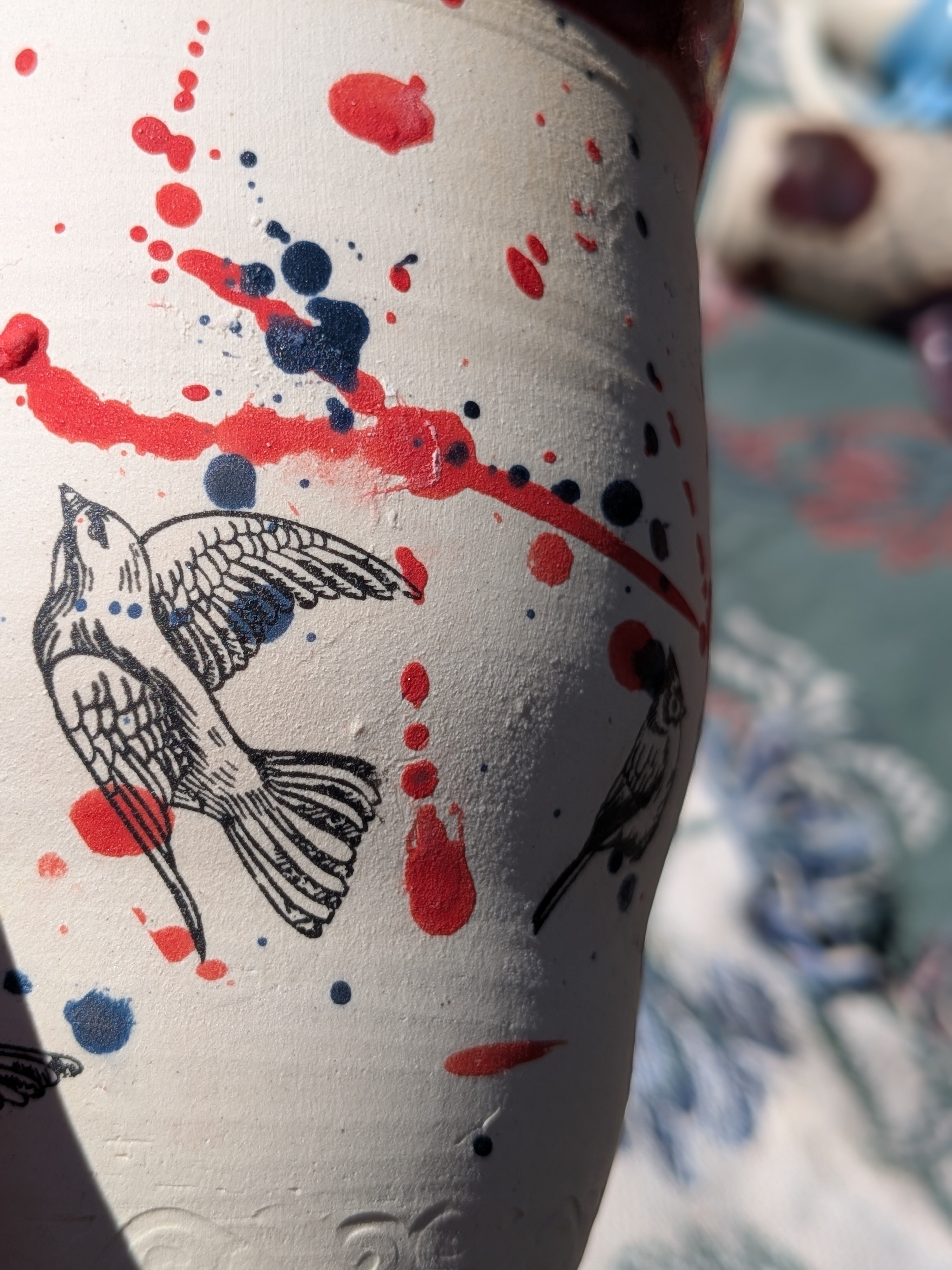 Splash of Color Red and Blue Porcelain Mug