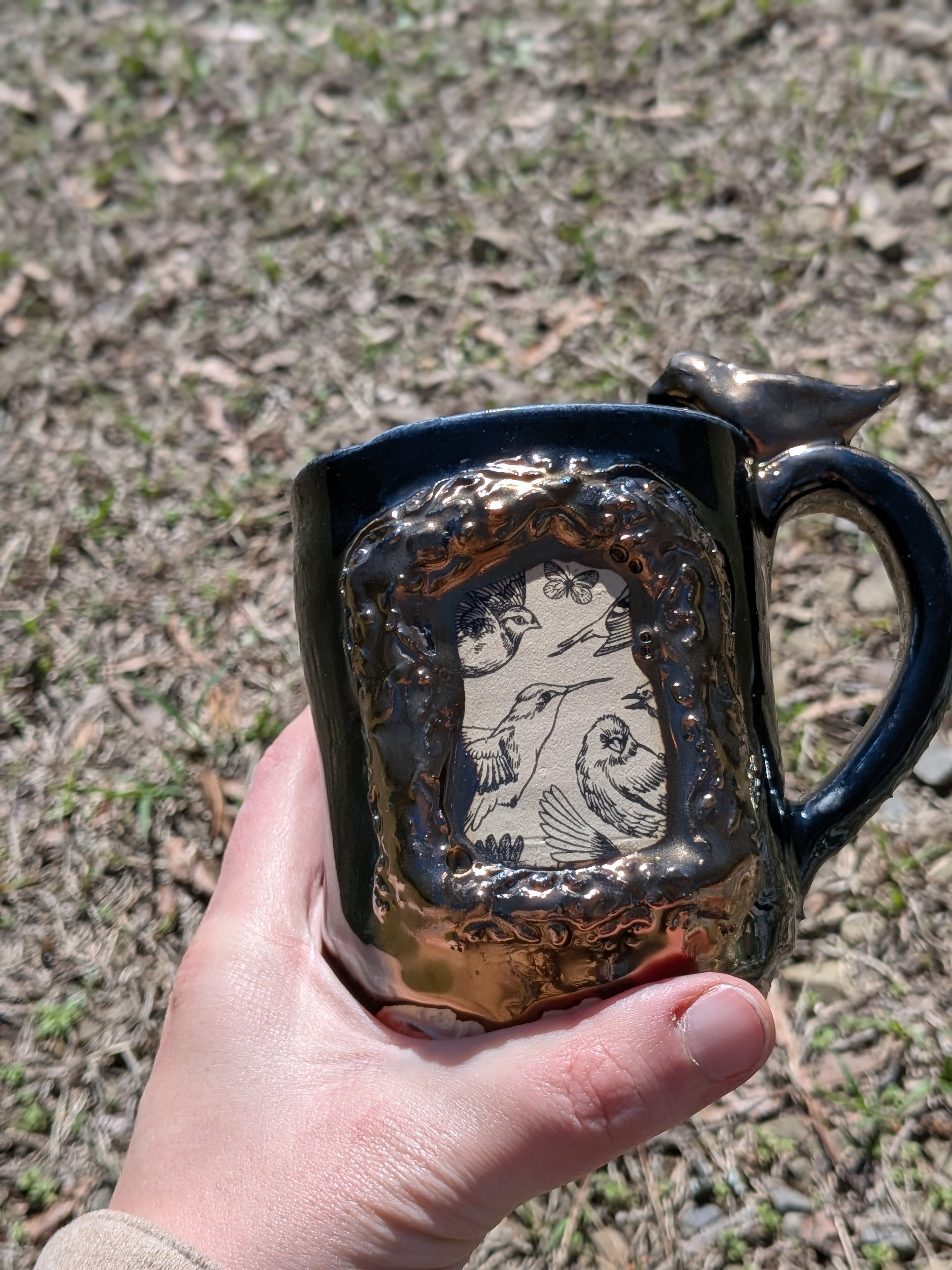 Gold Frame Obsidian Porcelain Mug