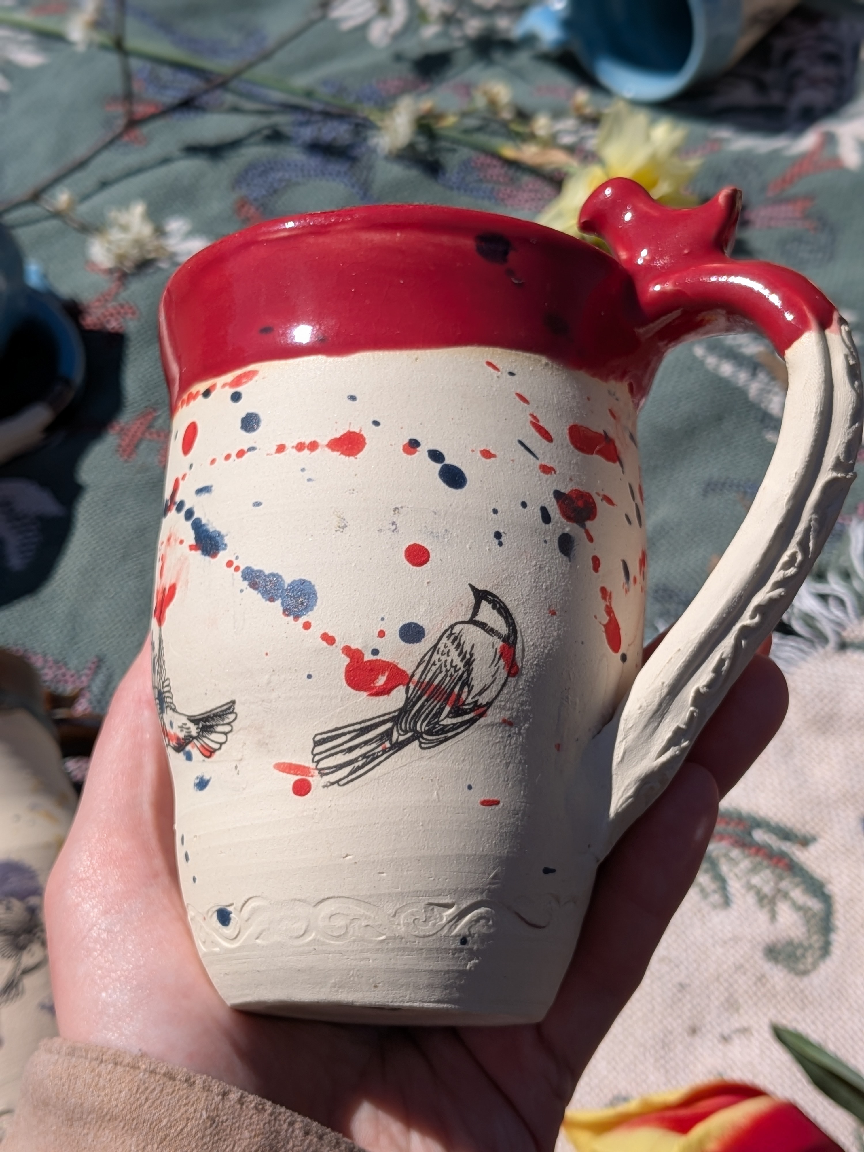 Splash of Color Red and Blue Porcelain Mug