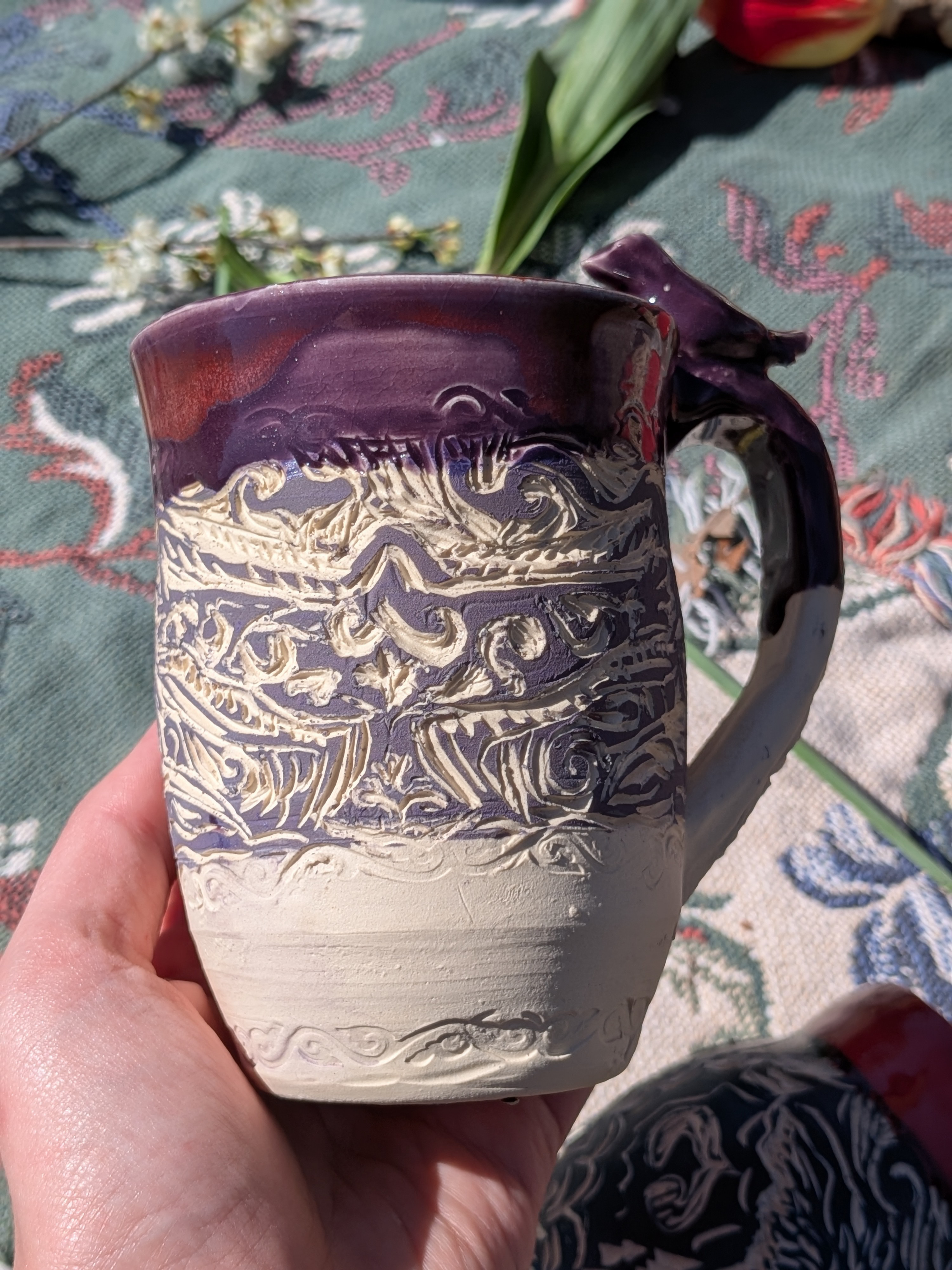 Purple Eagle Sgrafitto Mug
