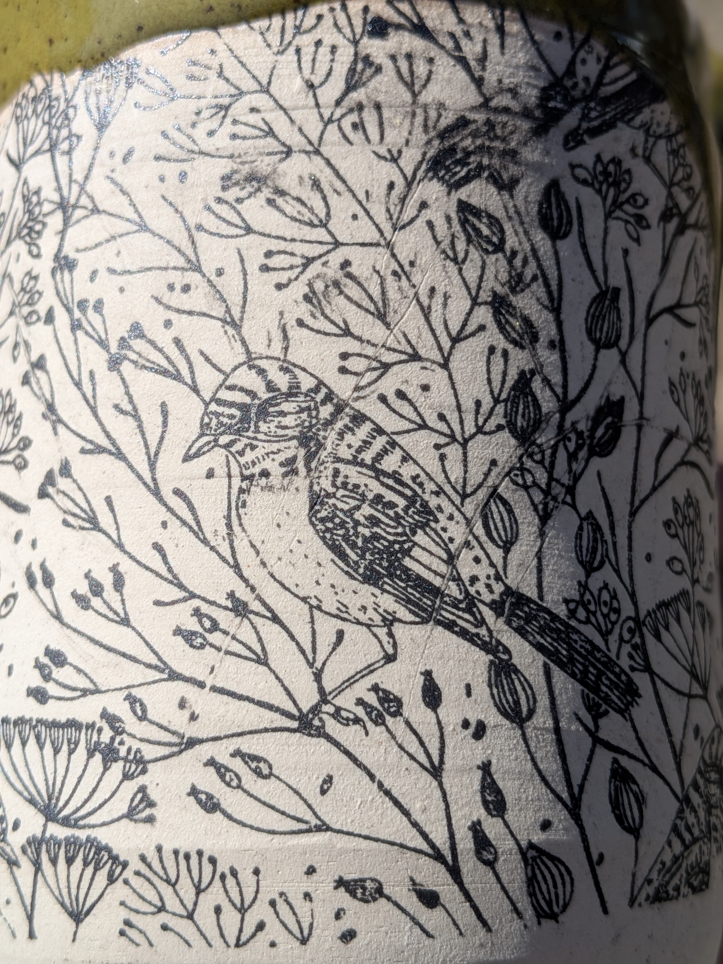 Olive Speckle Porcelain Bird Mug