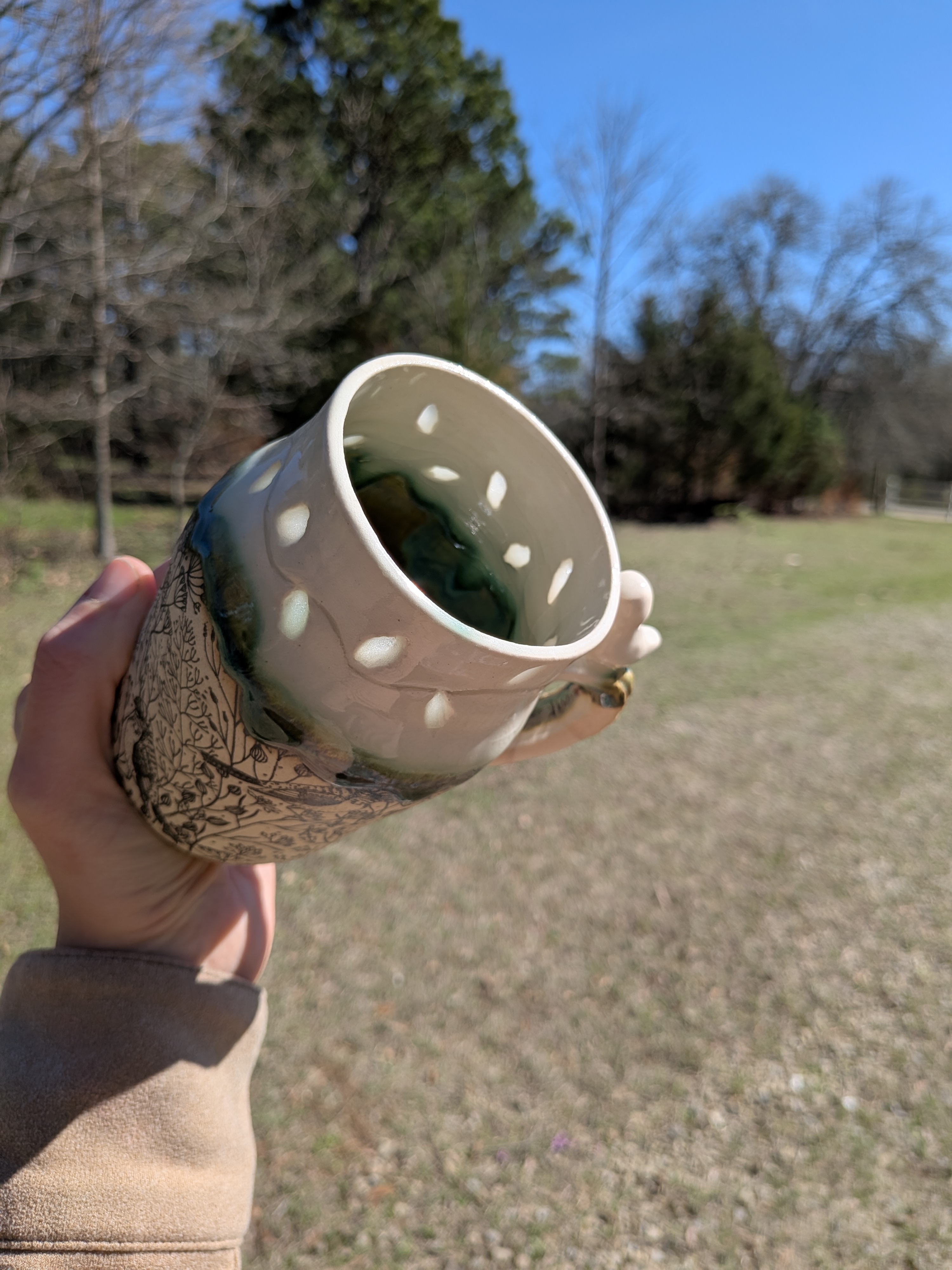 Rice Grain Porcelain Bird Mug