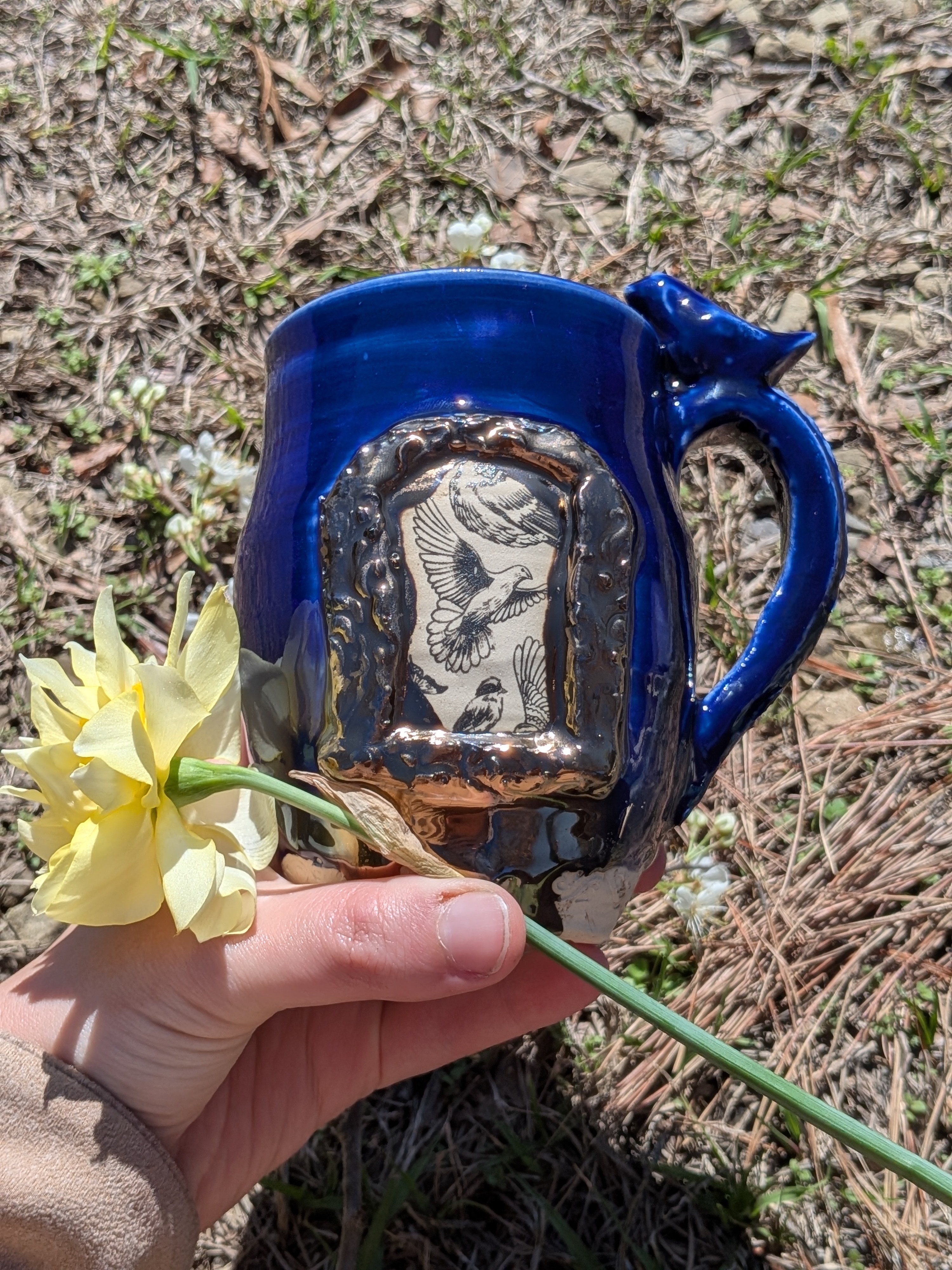 Gold Frame Cobalt Porcelain Mug