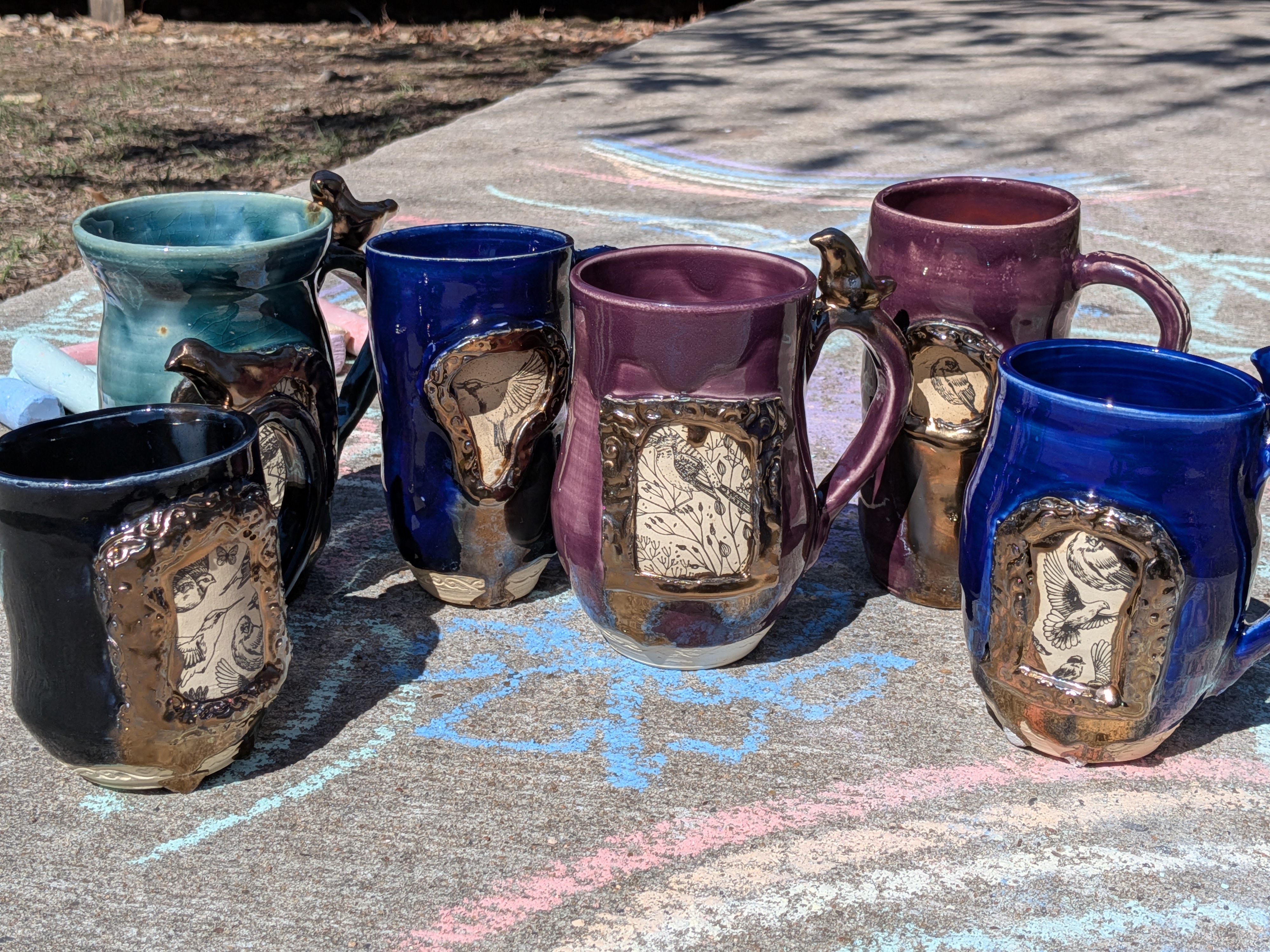 Gold Frame Cobalt Porcelain Mug