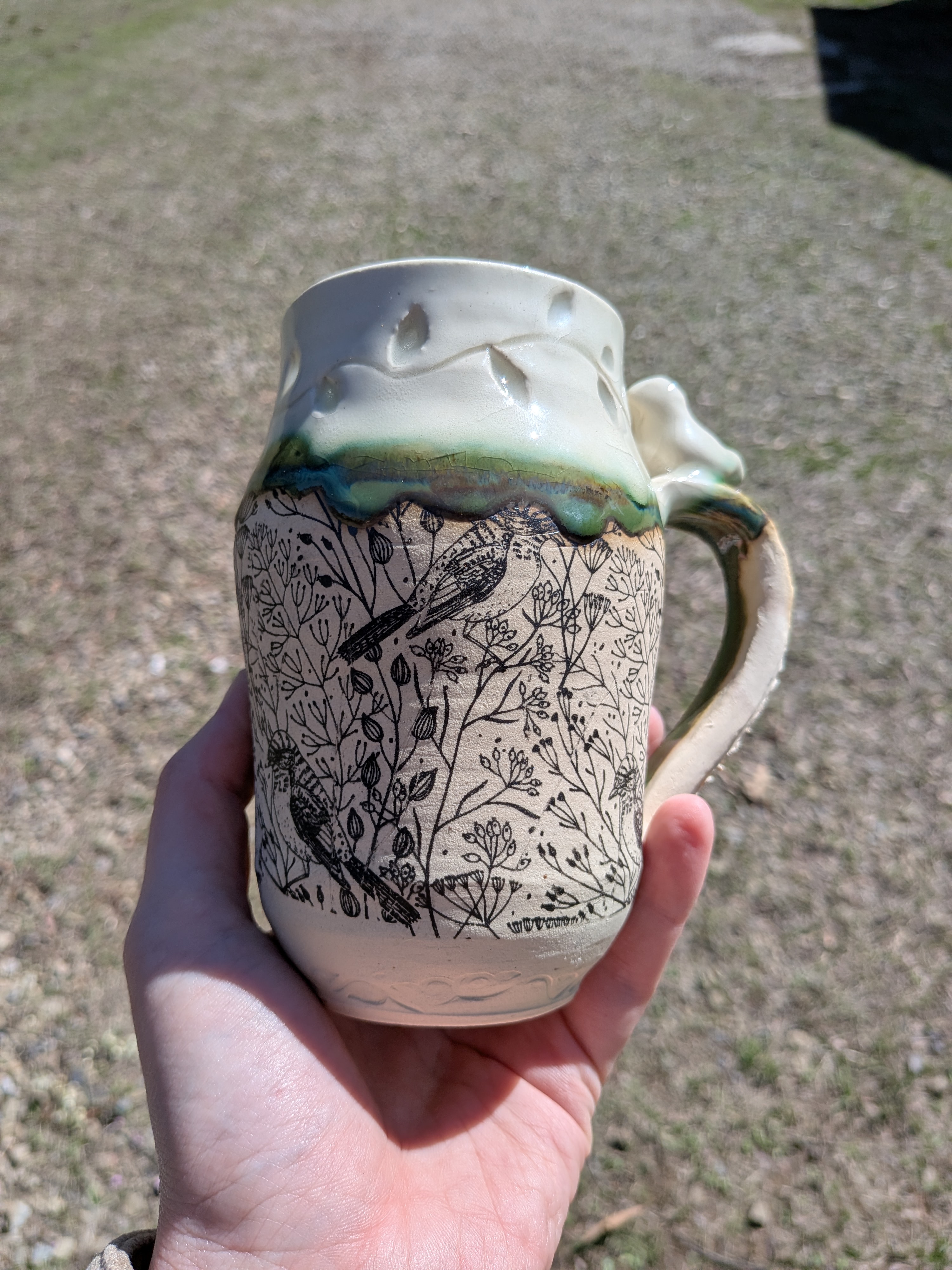 Rice Grain Porcelain Bird Mug