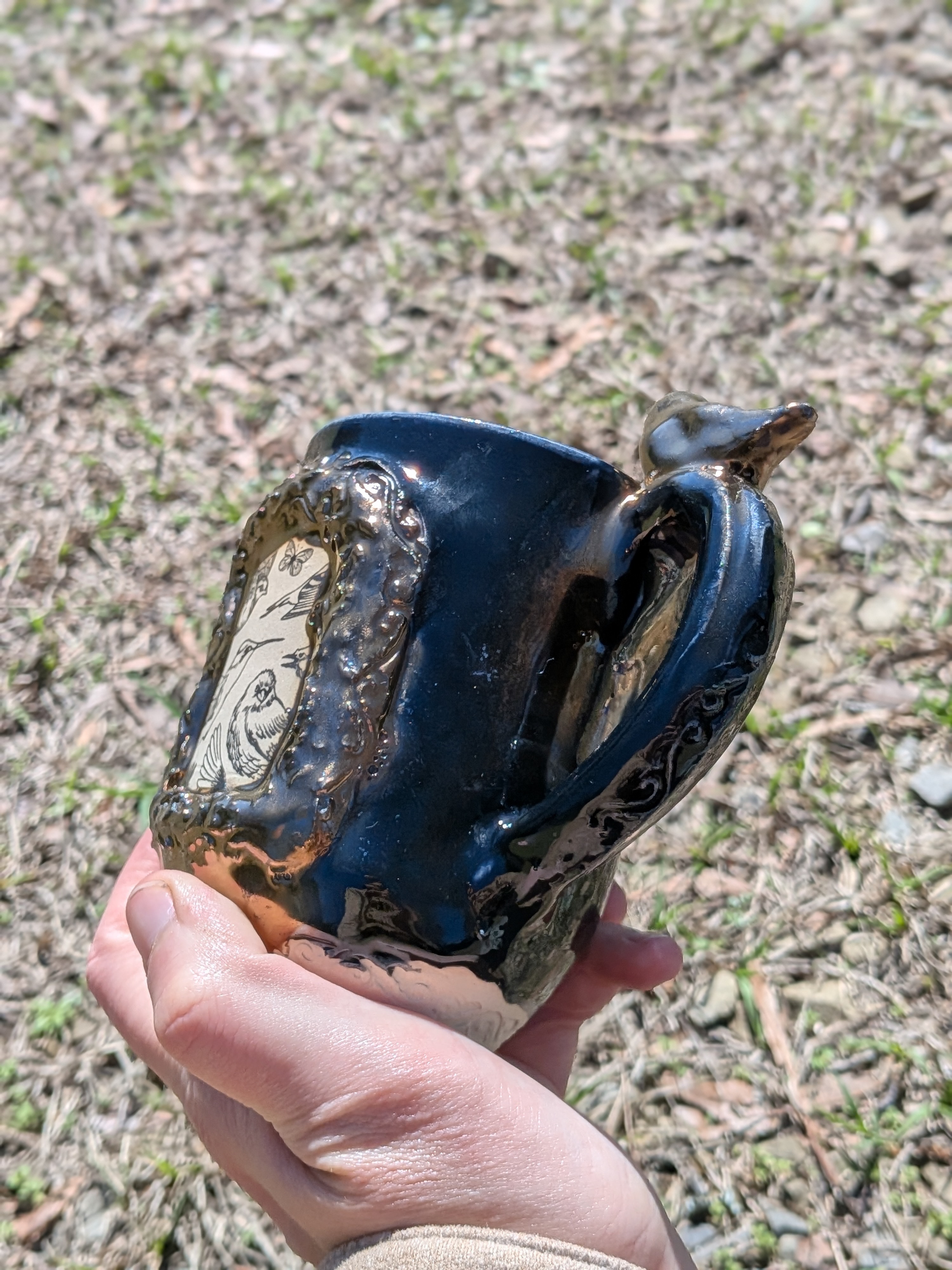 Gold Frame Obsidian Porcelain Mug