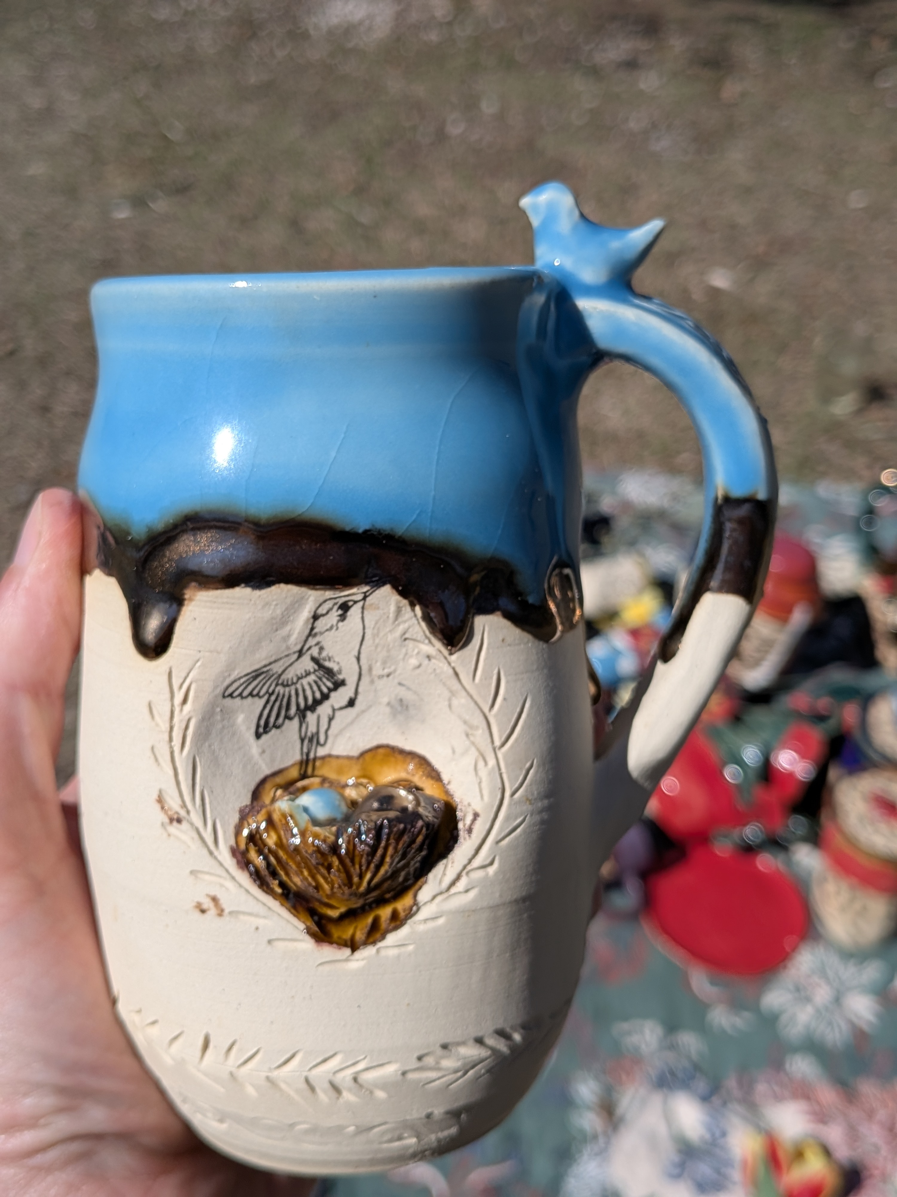 Bird's Nest and Gold Porcelain Mug