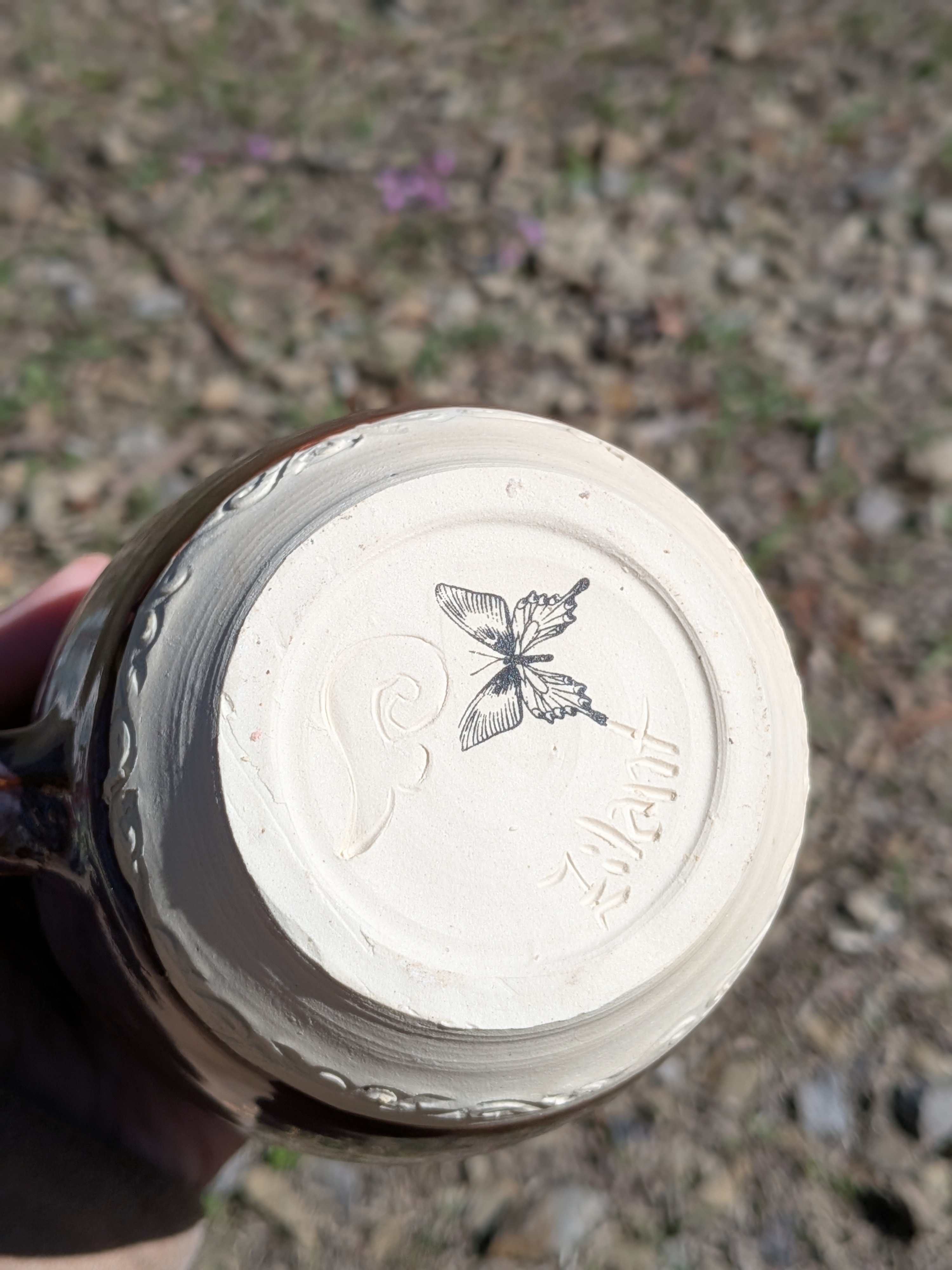 Gold Overglaze Birds Smokey Merlot Mug