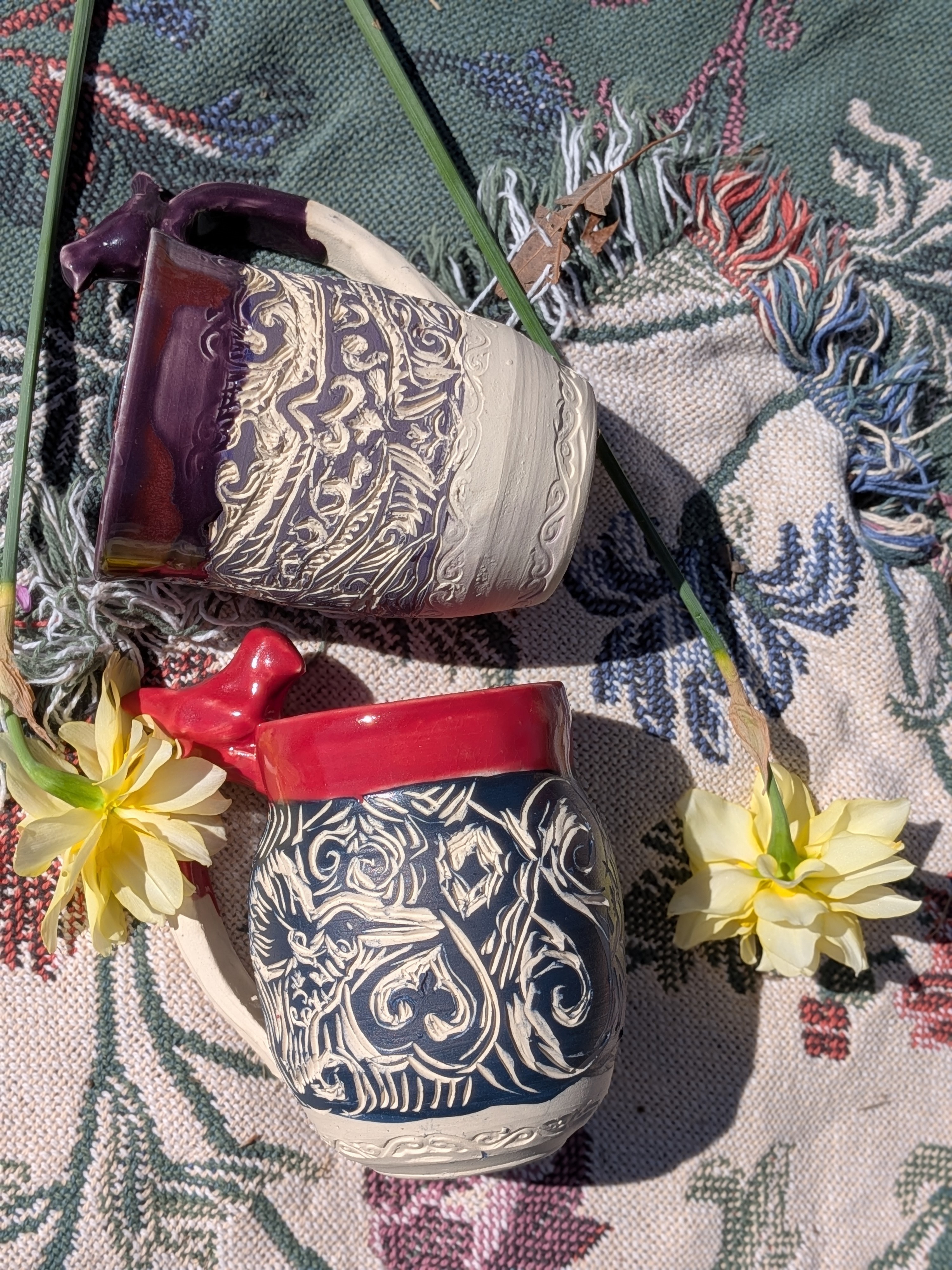 Purple Eagle Sgrafitto Mug