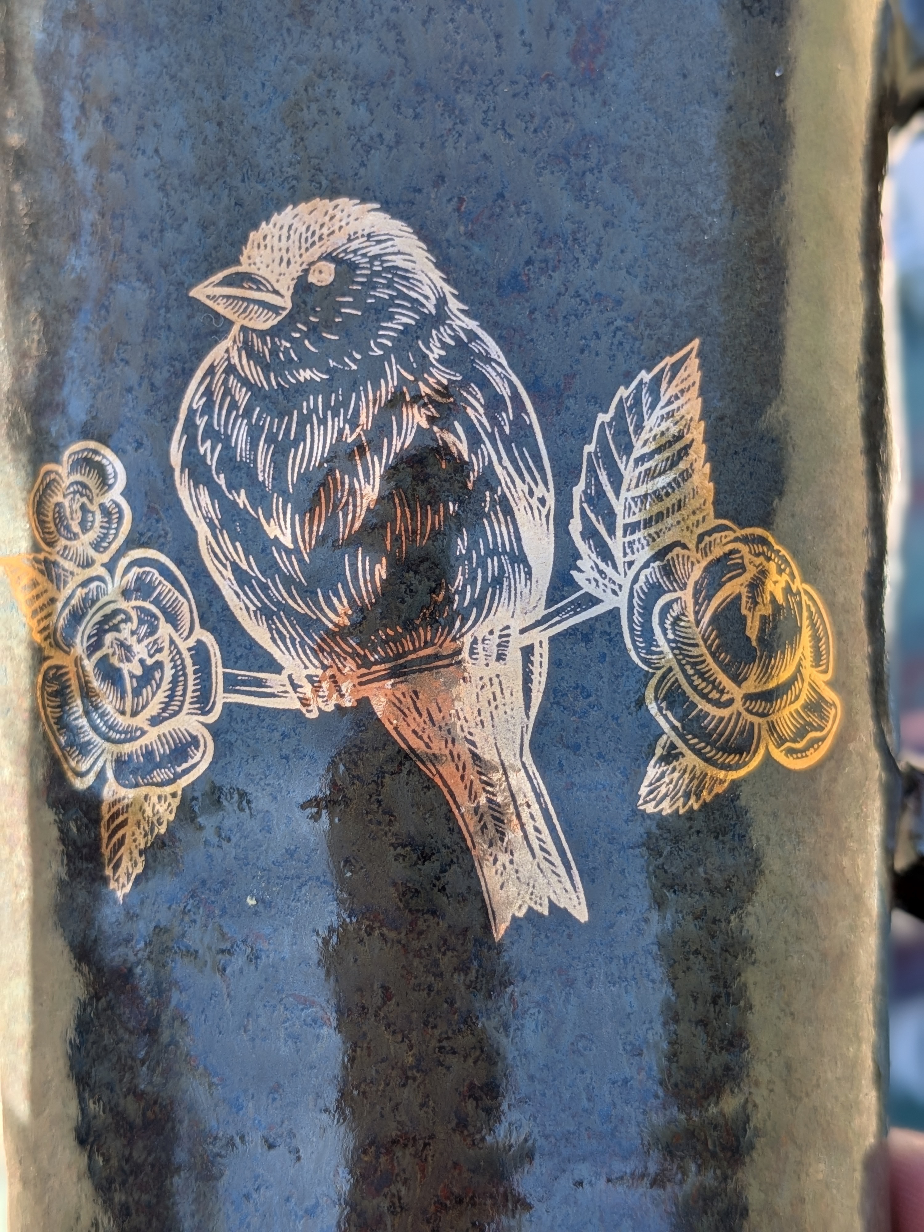 Ancient Jasper Golden Overglaze Birds Travel Mug