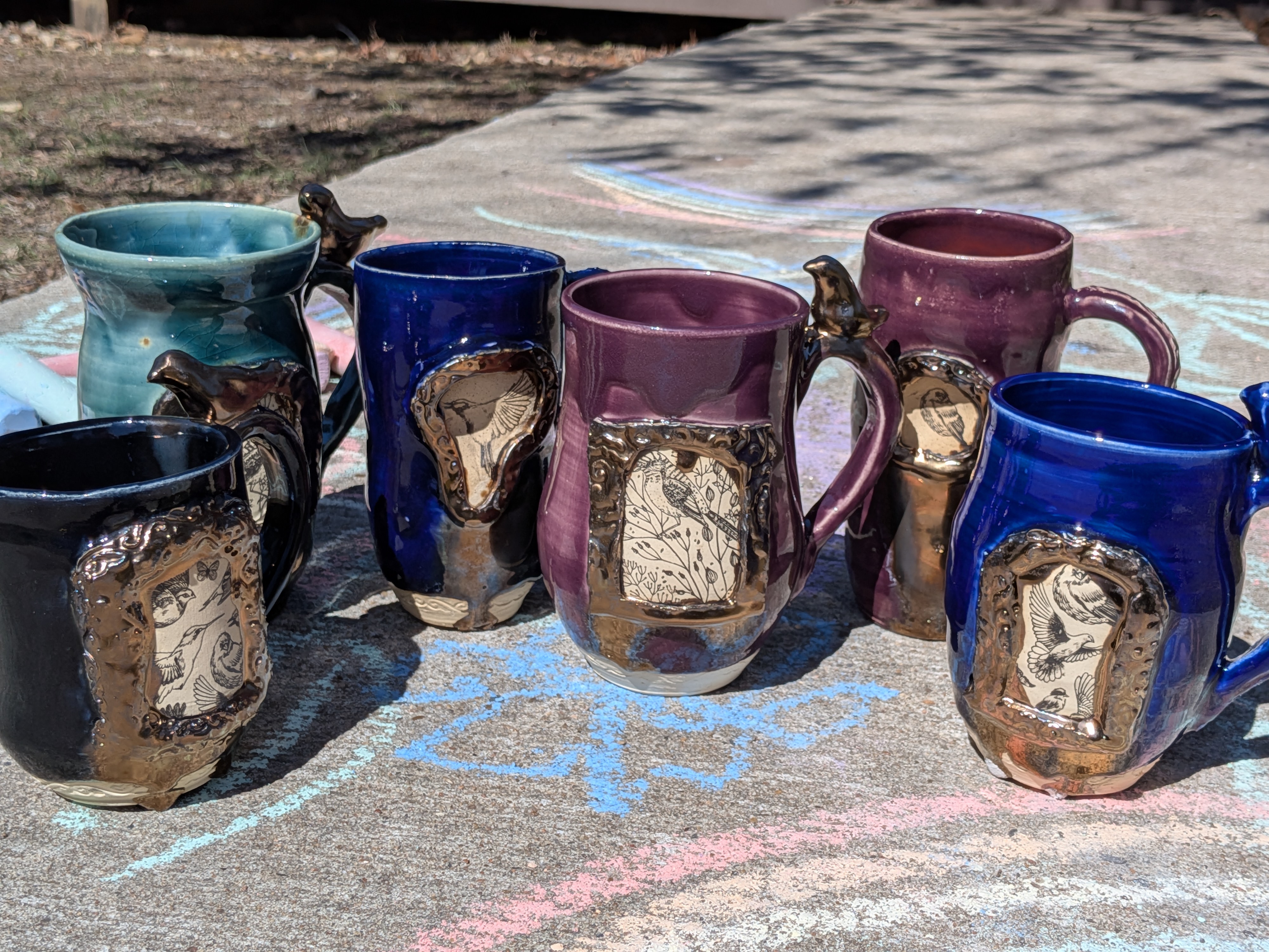 Gold Frame Obsidian Porcelain Mug