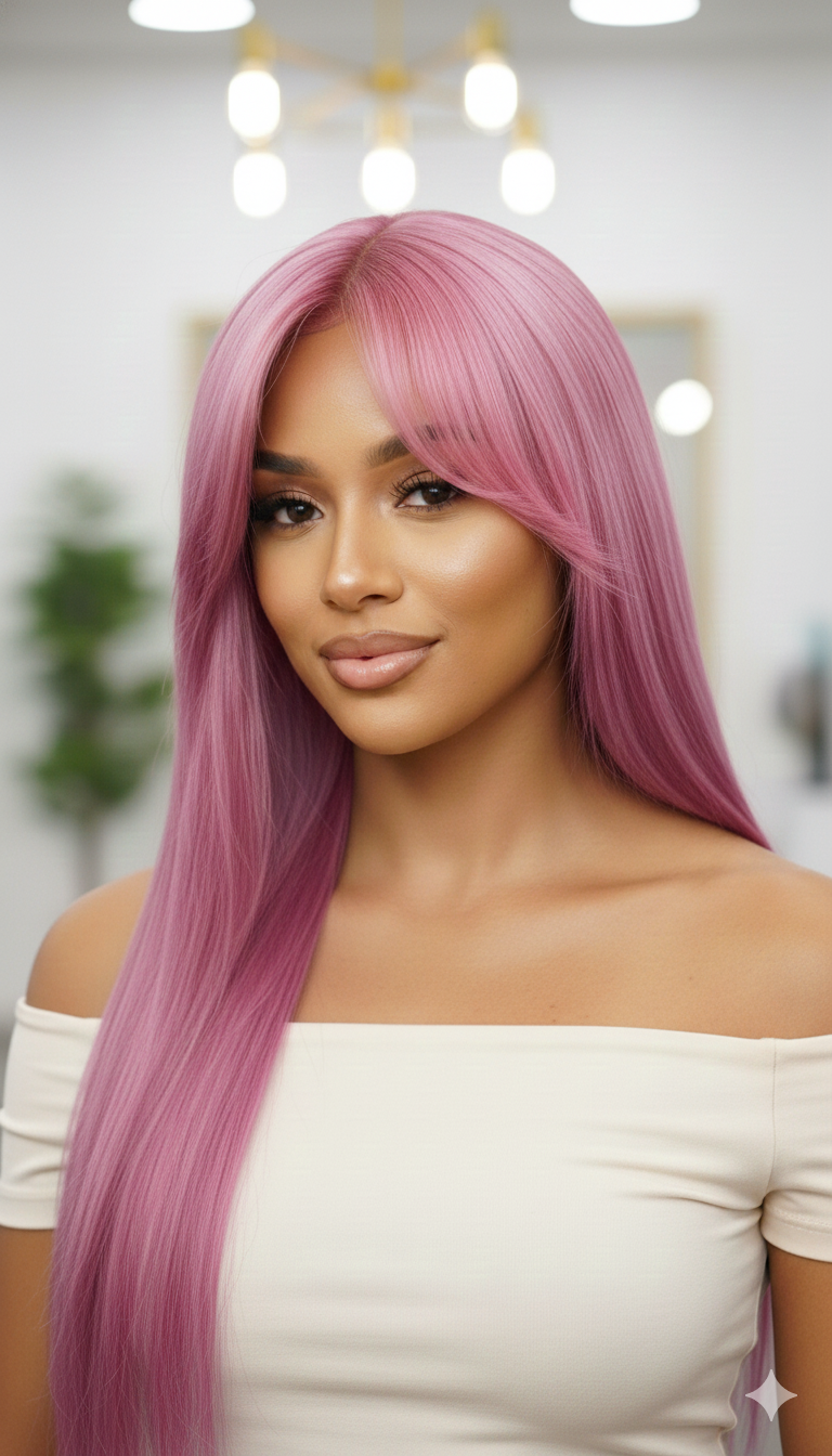 Long Straight Pink Wig