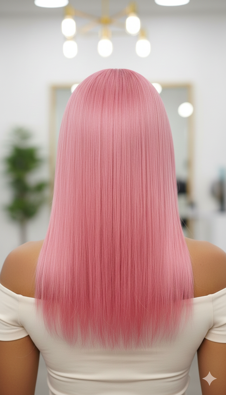 Long Straight Pink Wig