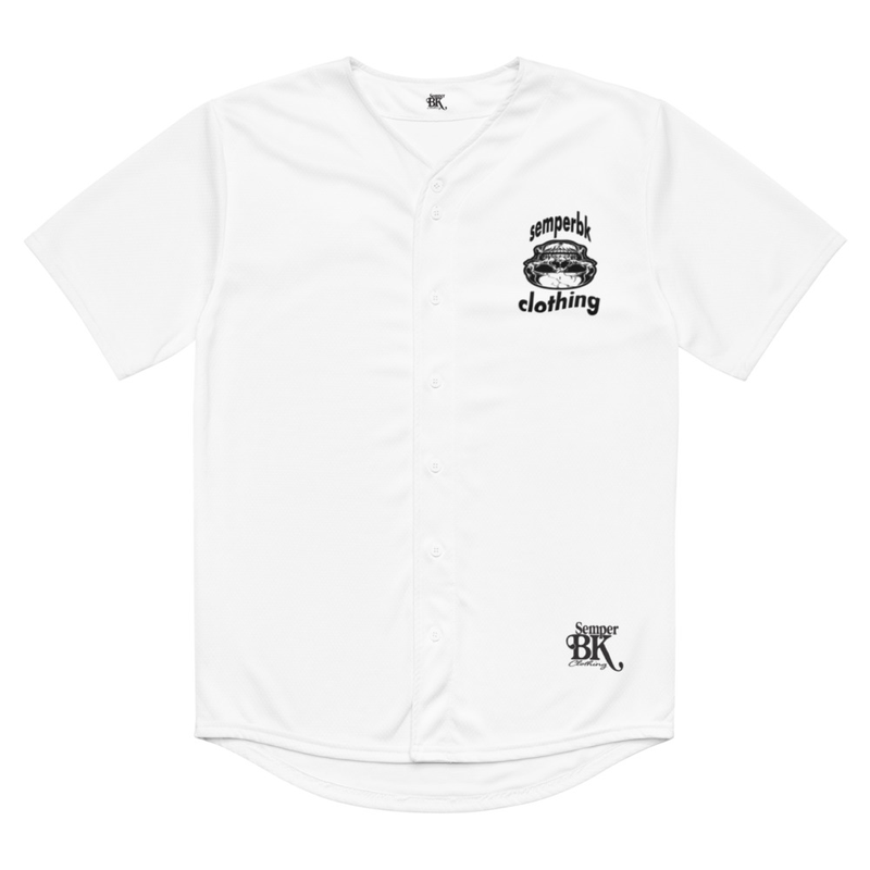 semperBKclothing skull Recycled baseball jersey