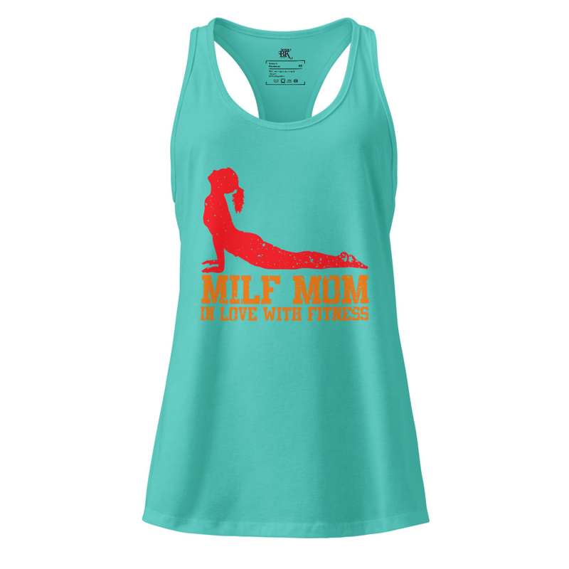Mom In Love With Fitness Women’s fitted racerback tank top